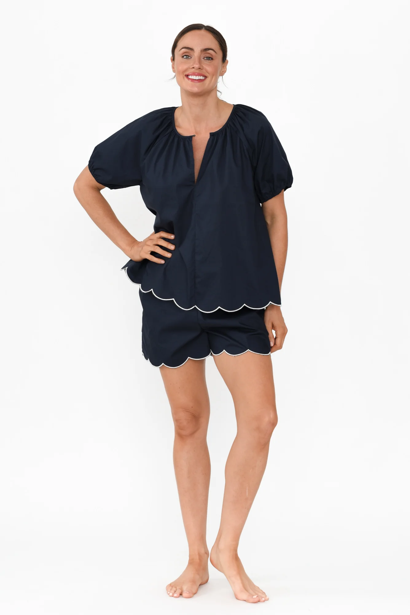 Cecil Navy Cotton Pyjama Shorts