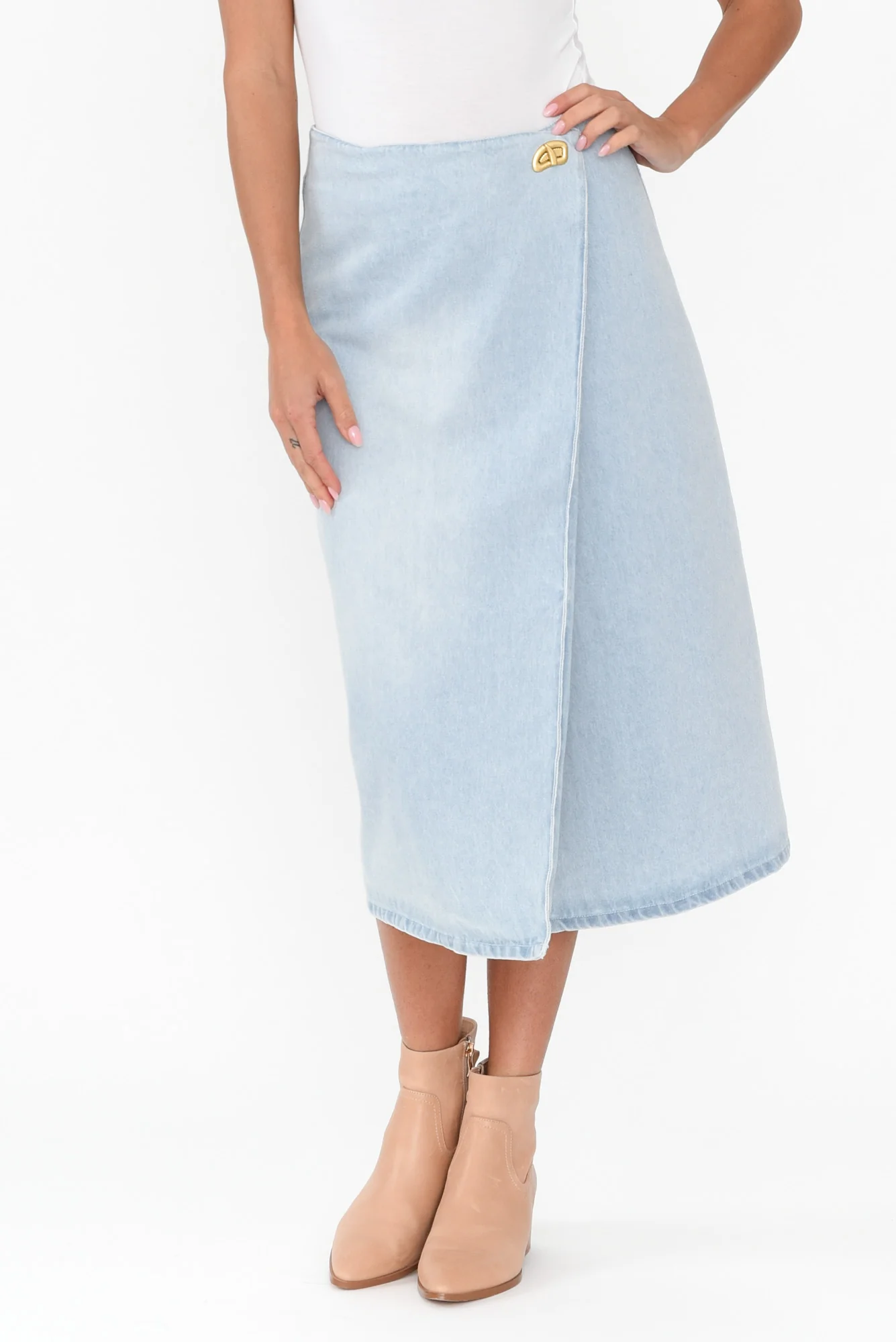 Flight Light Blue Denim Wrap Skirt