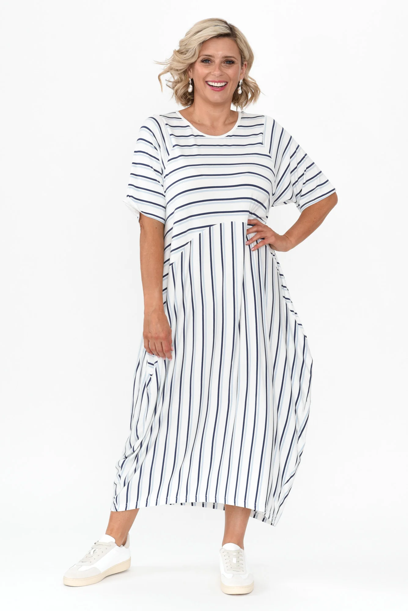 Gina Blue Stripe Bamboo Dress