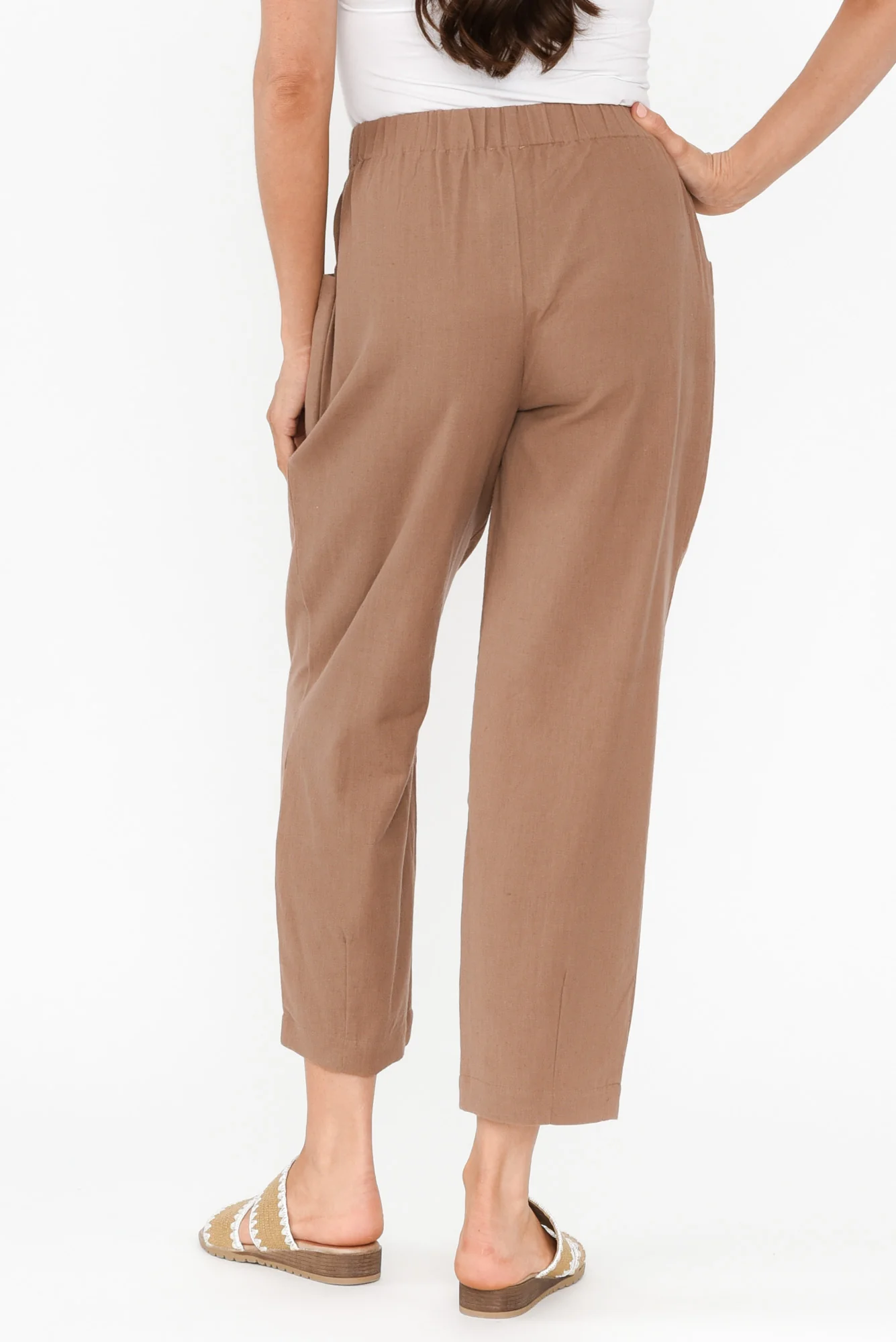 Akemi Mocha Cotton Blend Pocket Pants