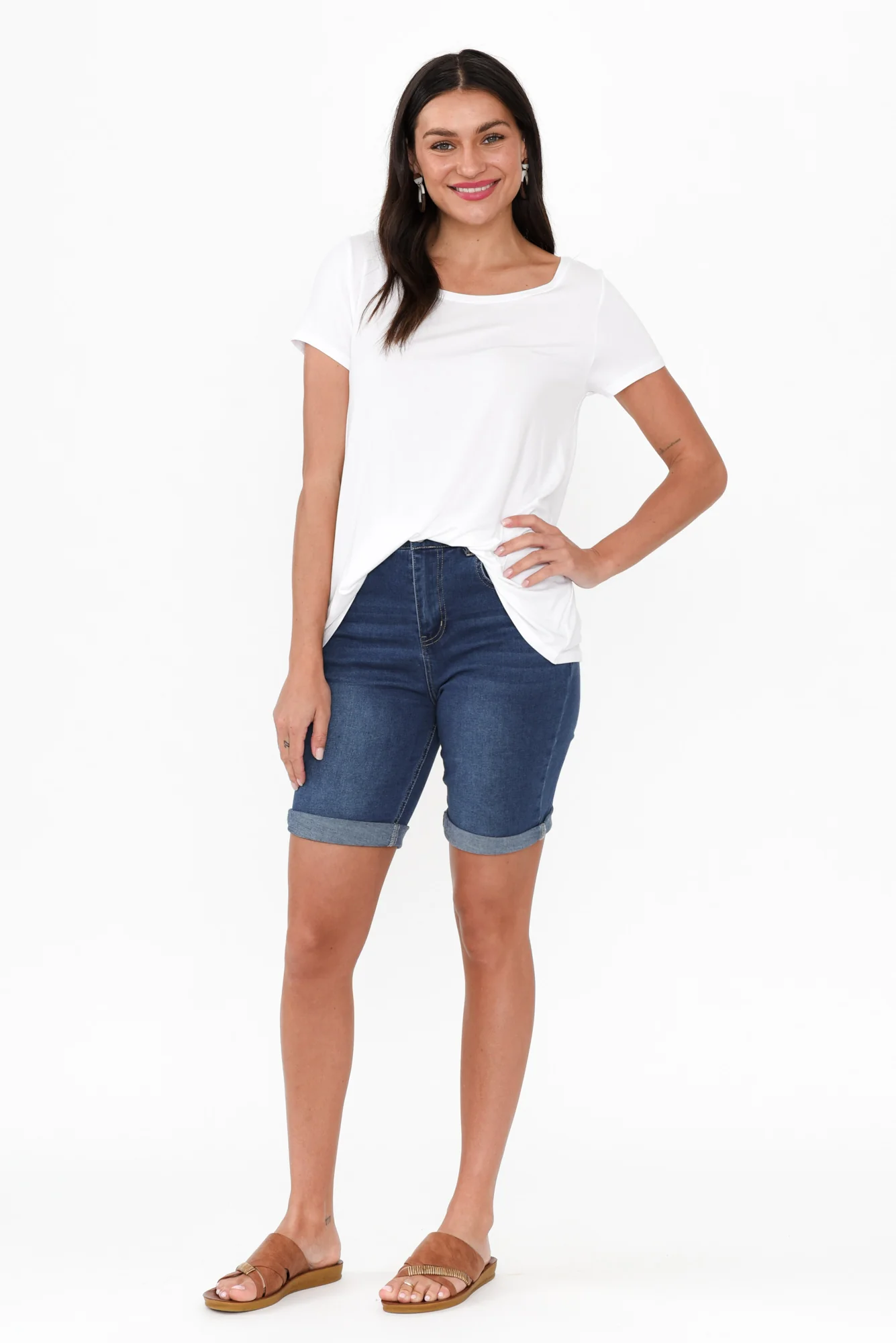 Bonnie Dark Denim Stretch Shorts
