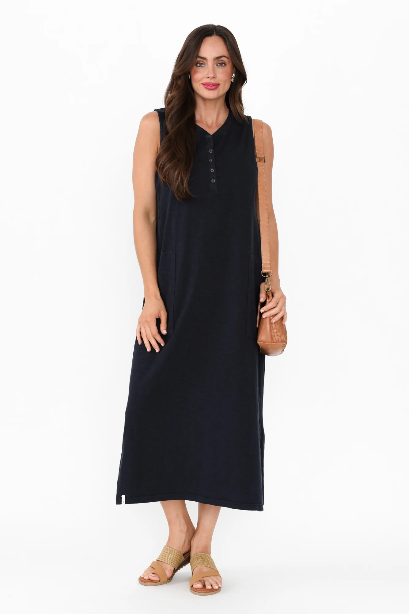 Elysian Navy Cotton Pocket Dress