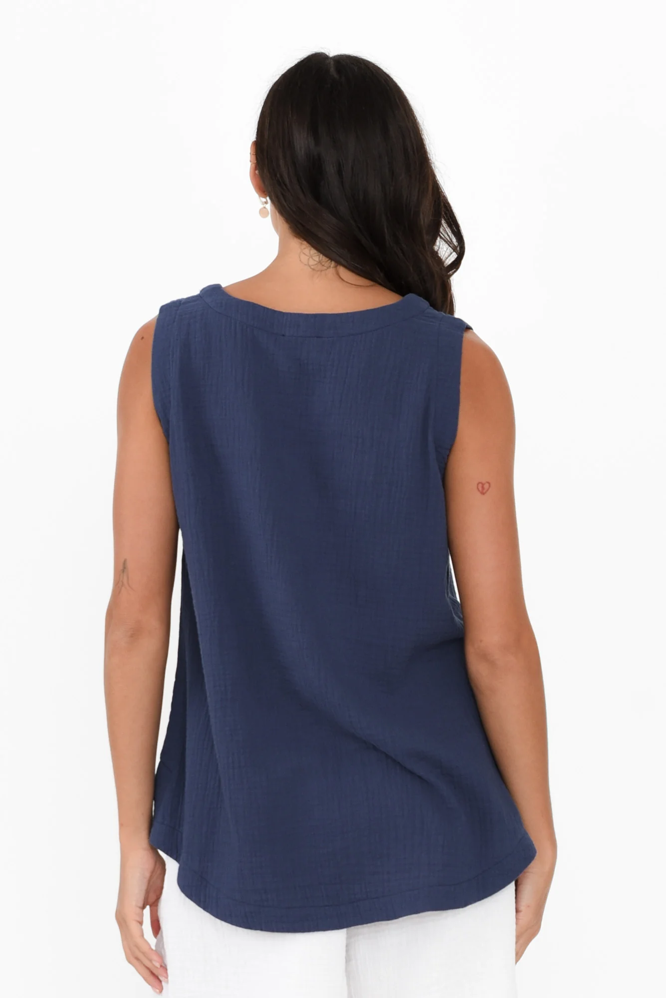 Reuben Navy Cotton Cheesecloth Tank