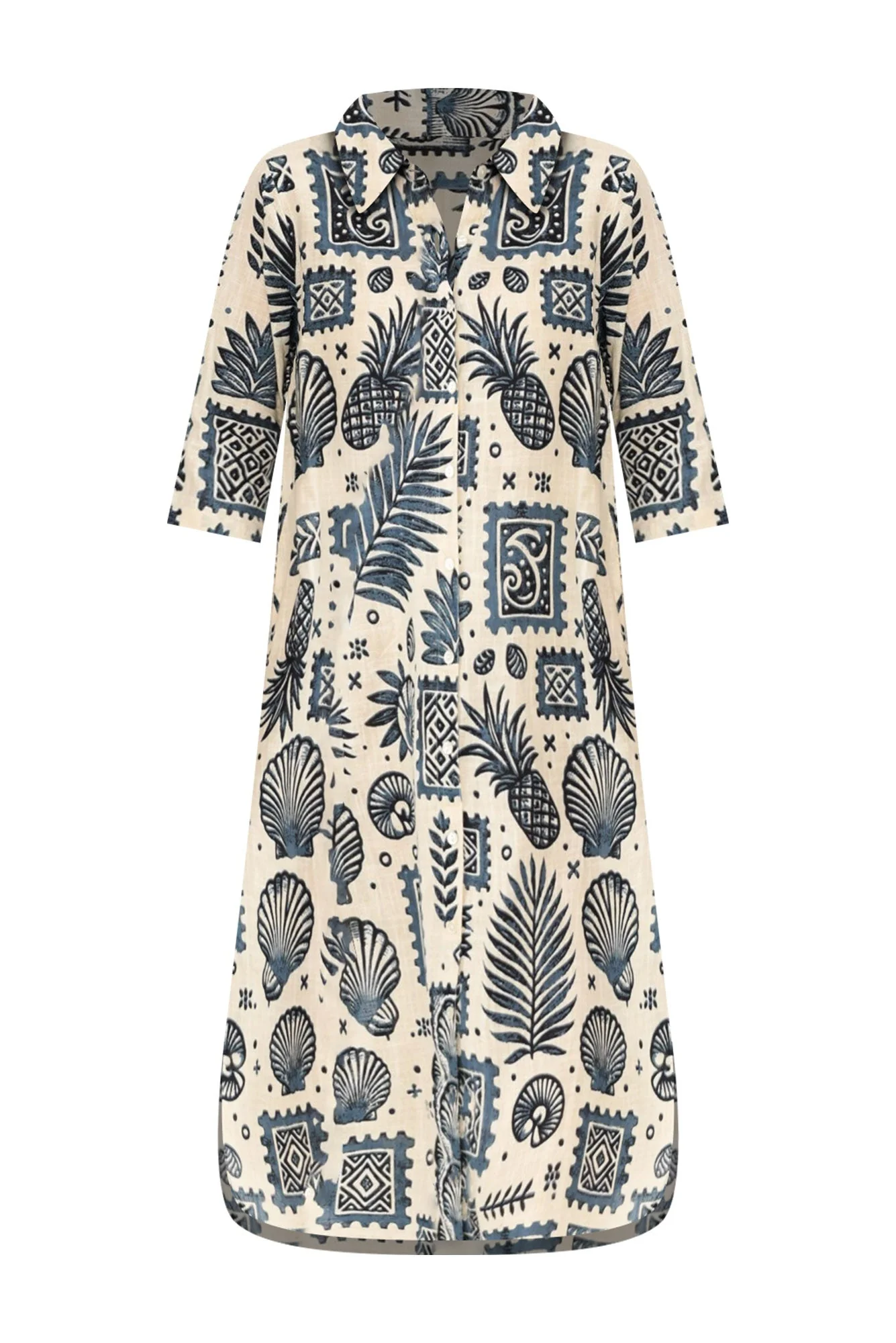 Tricia Navy Seaside Cotton Shirt Dress