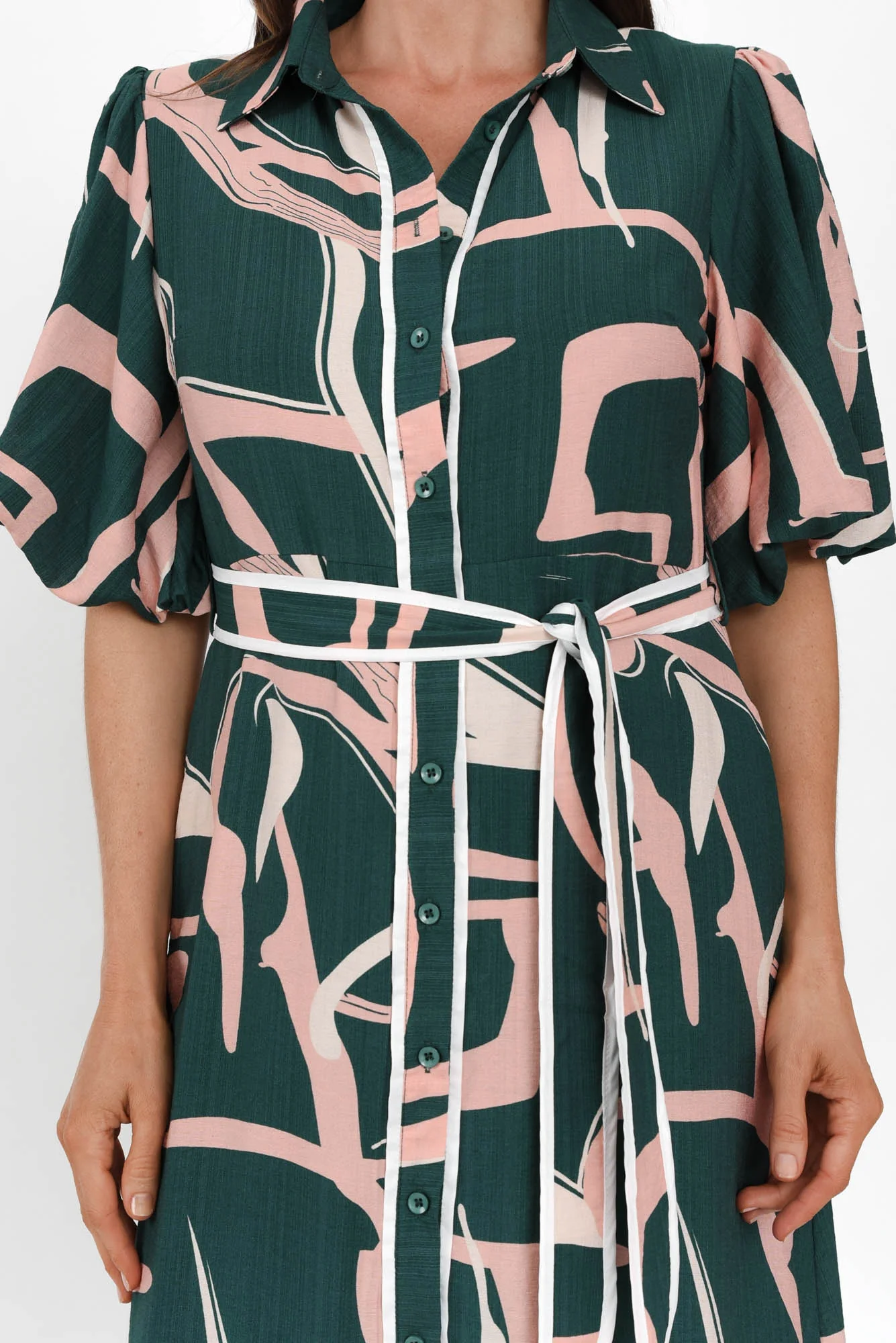 Bimini Green Geo Cotton Blend Dress