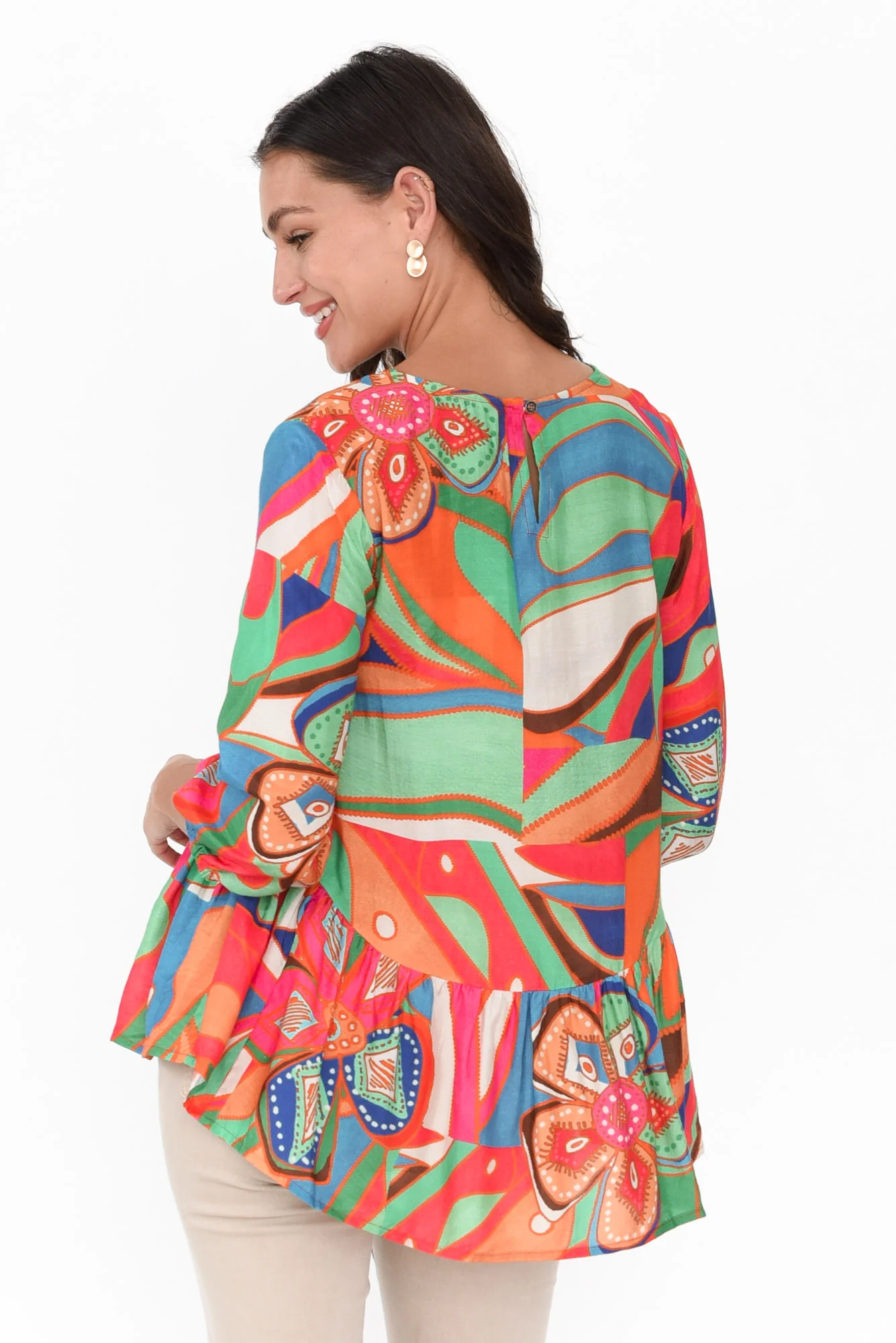 Bramley Orange Aztec Tiered Top