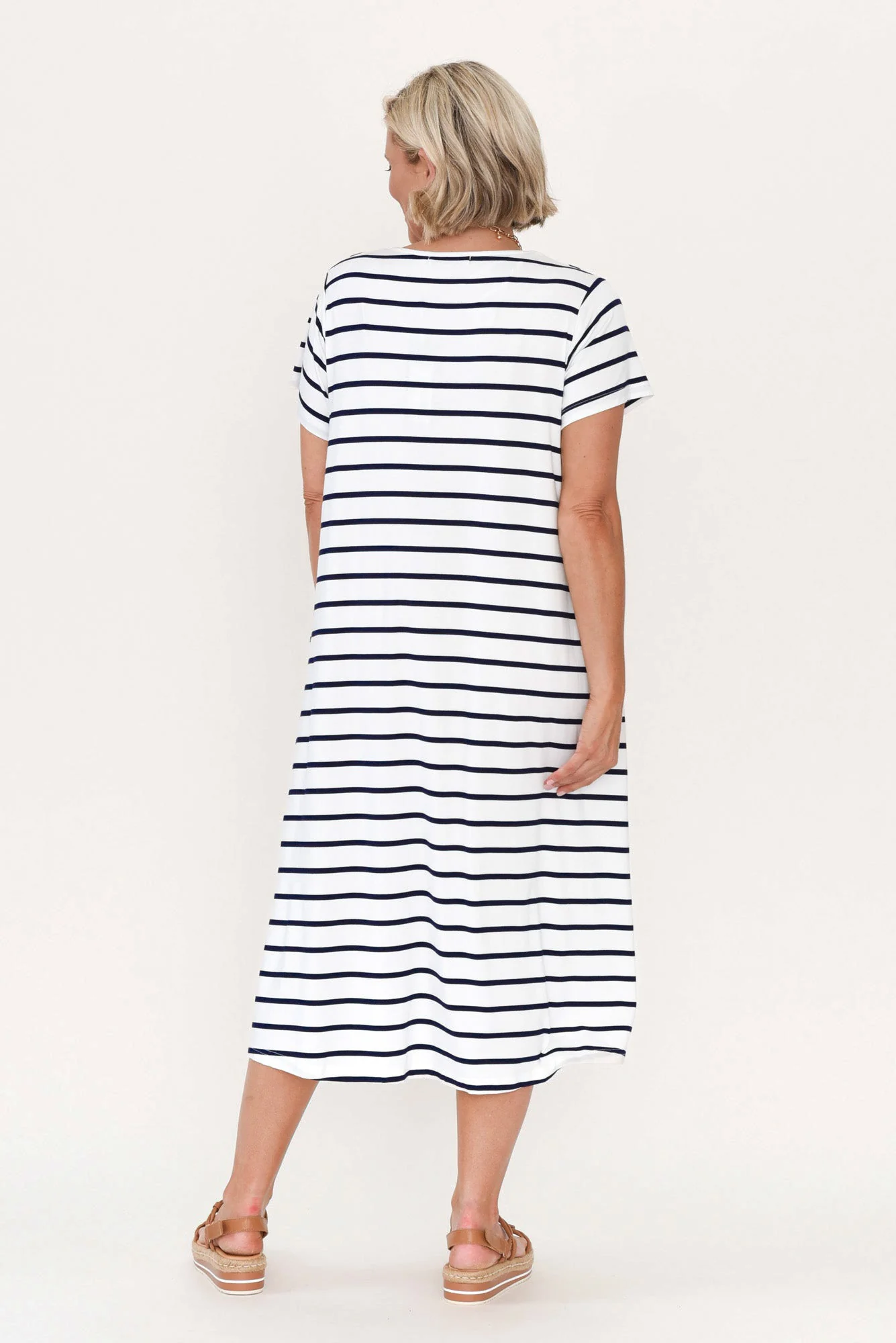 Tiffany White Stripe Bamboo Tee Dress