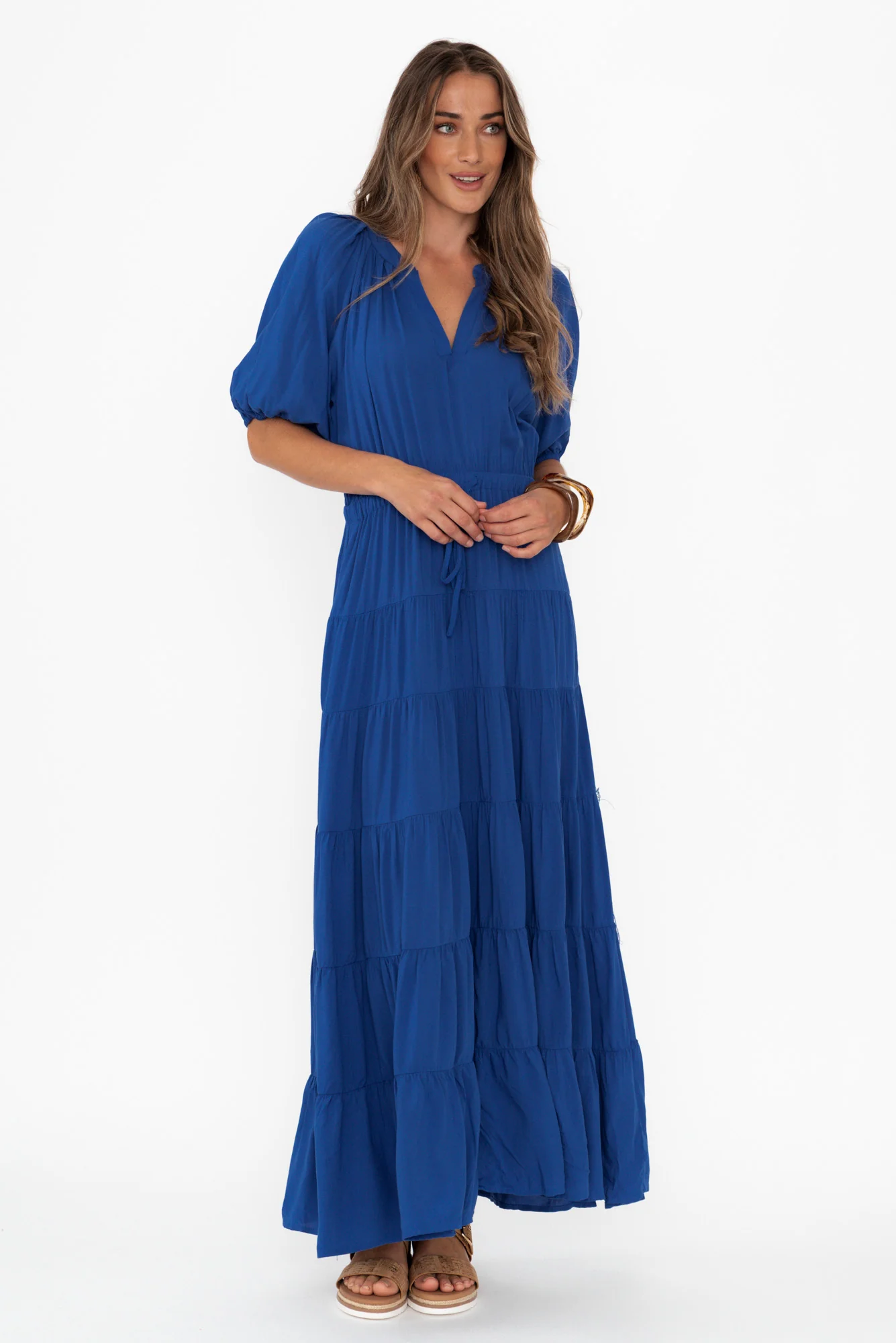 Aleja Cobalt Drawstring Tier Dress