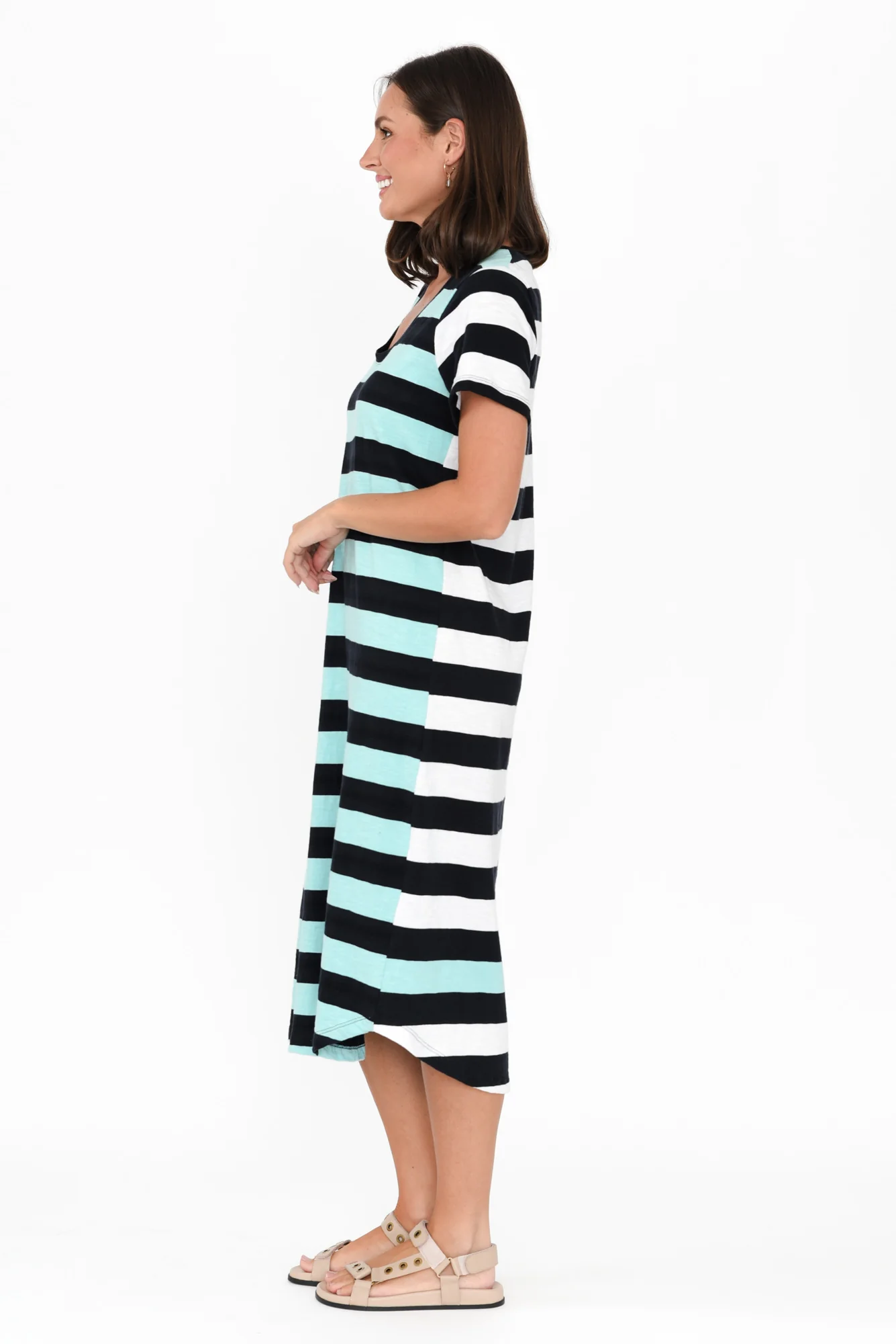 Mercury Blue Stripe Cotton Dress