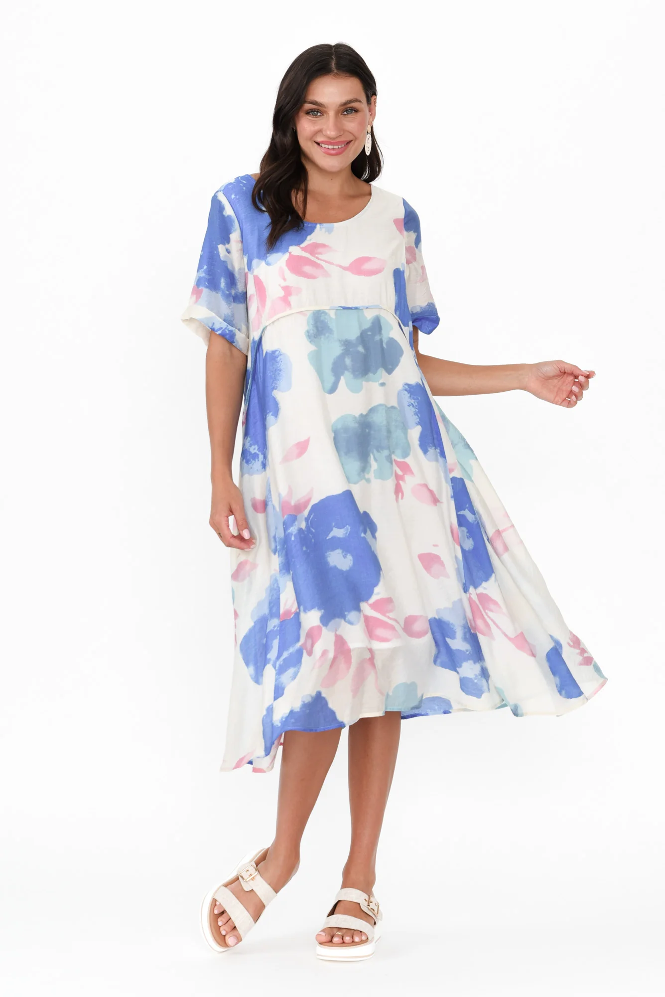 Sora Blue Floral Crescent Dress