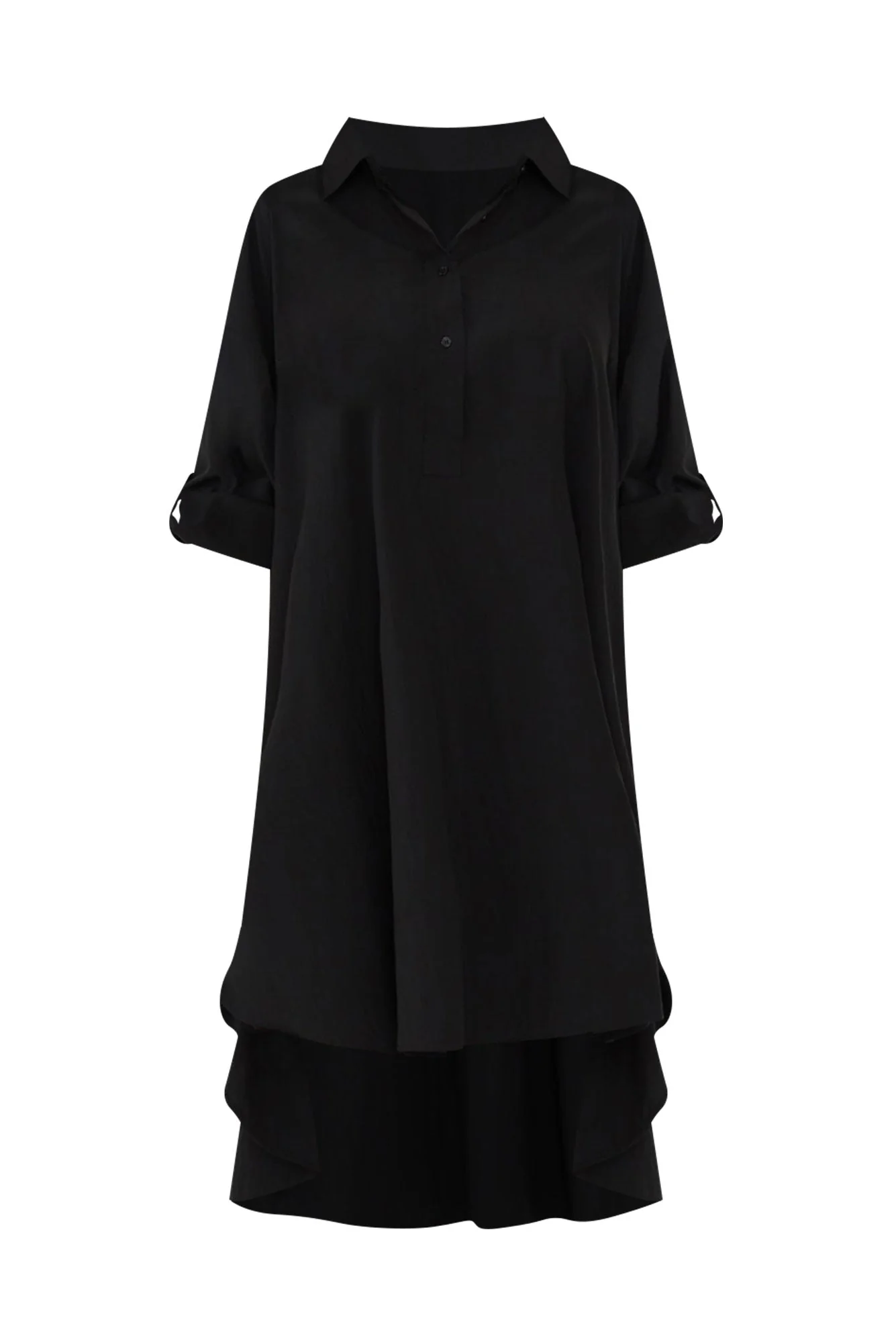 Kasia Black Collared Shirt Dress
