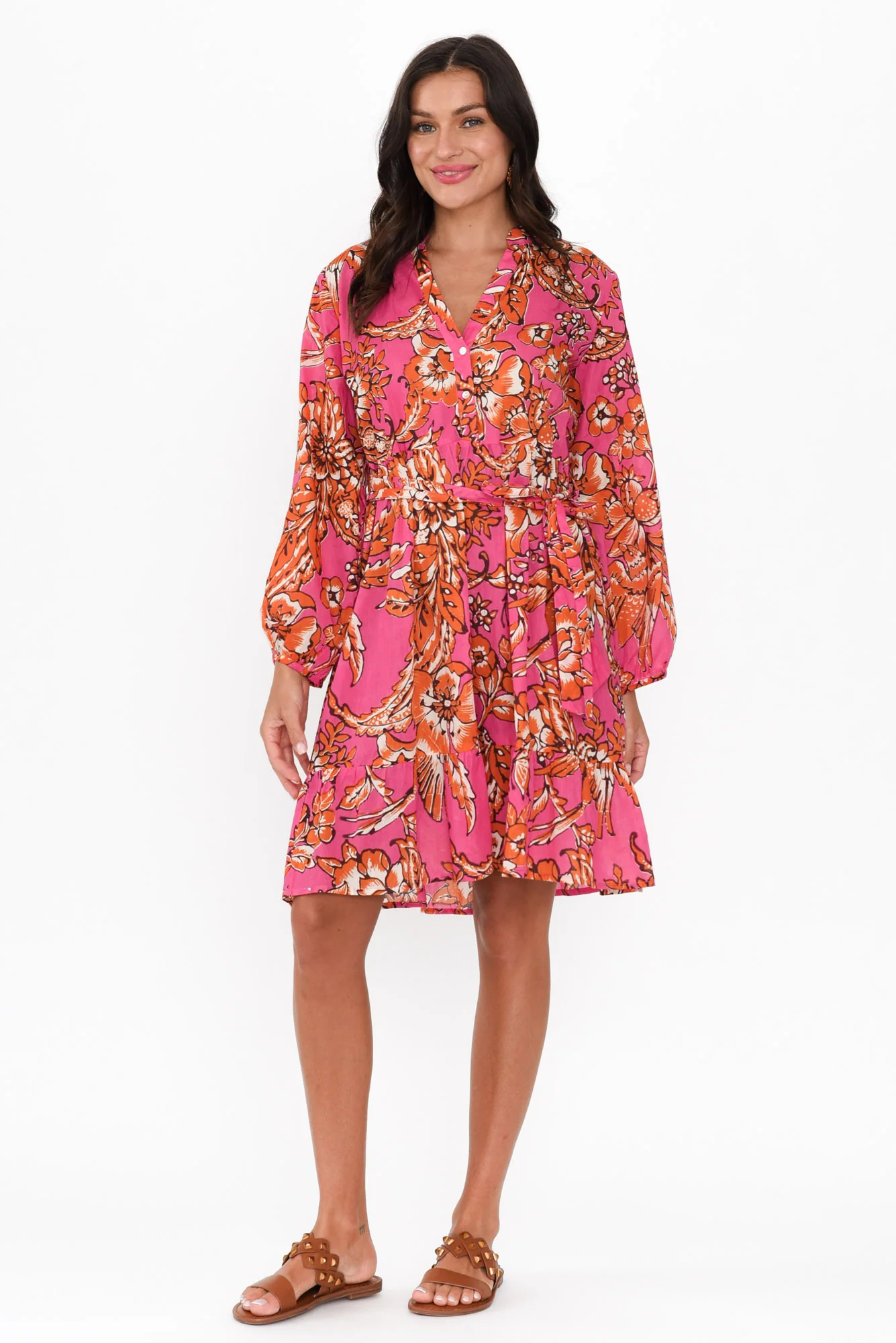 Sofia Orange Garden Cotton Dress