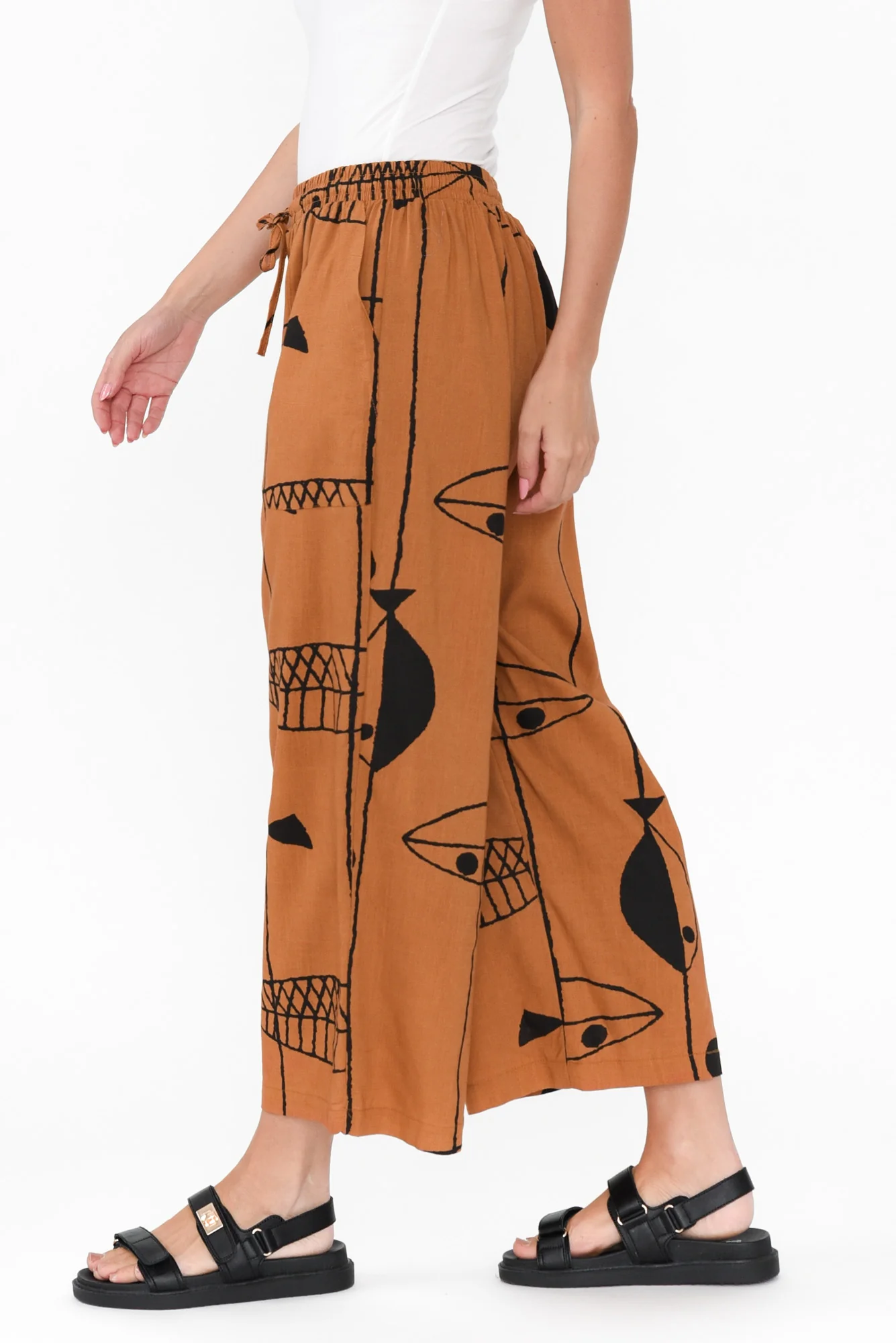 Minnelli Rust Sea Linen Cotton Pants