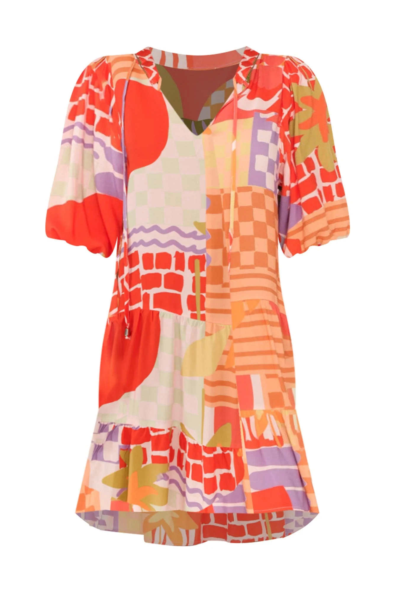 Jesma Red Geo Tie Dress