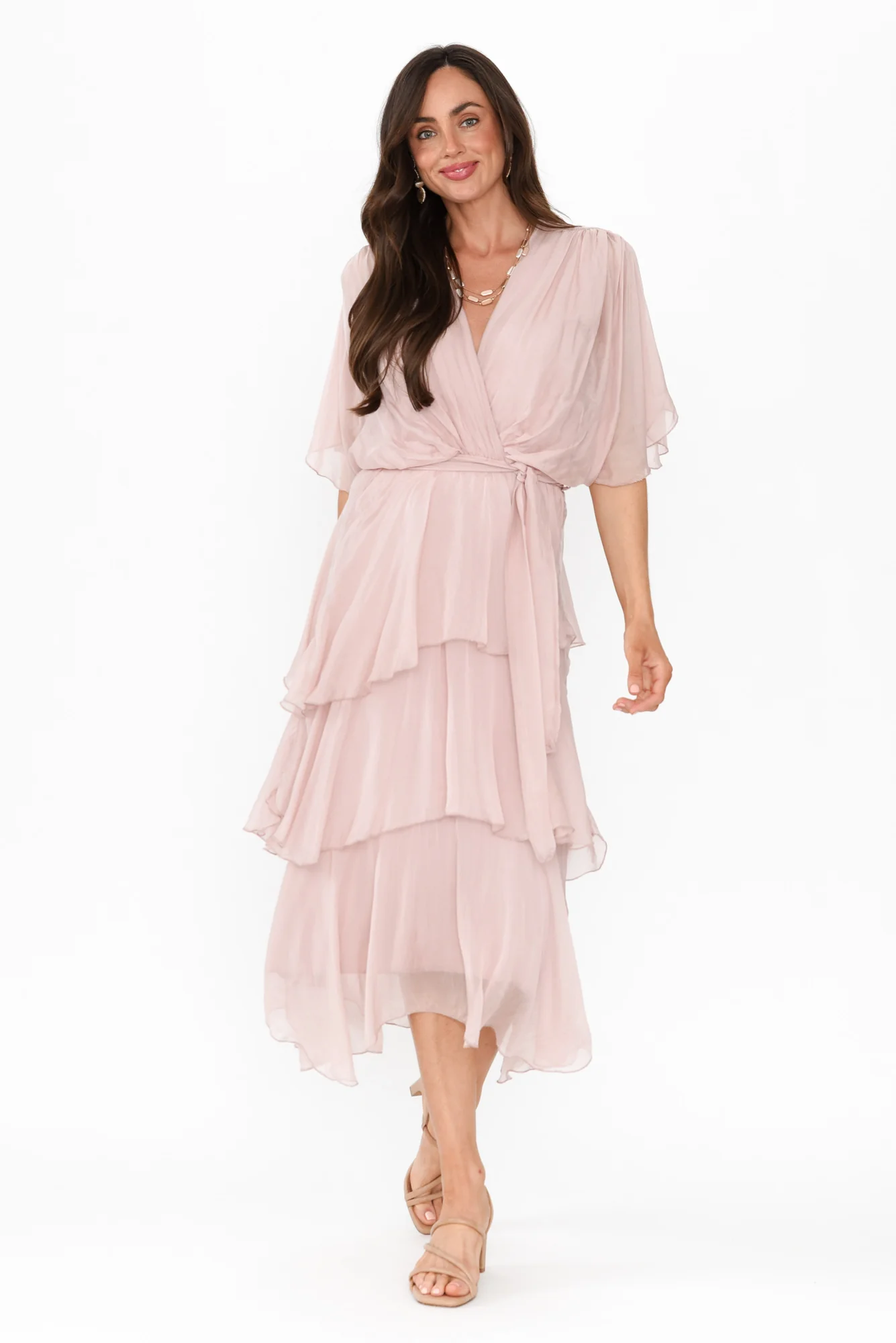 Natalie Blush Silk Layer Dress