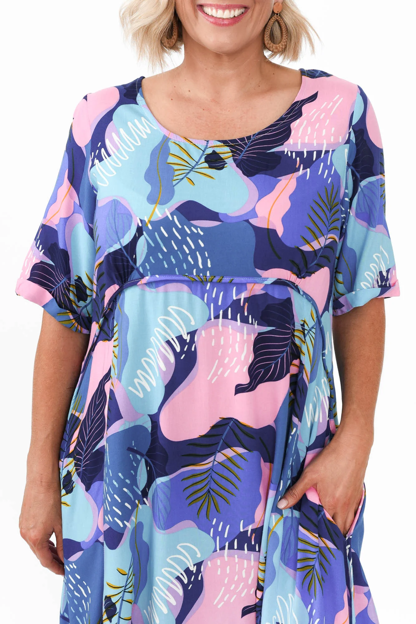 Sula Blue Leaf Pocket Dress