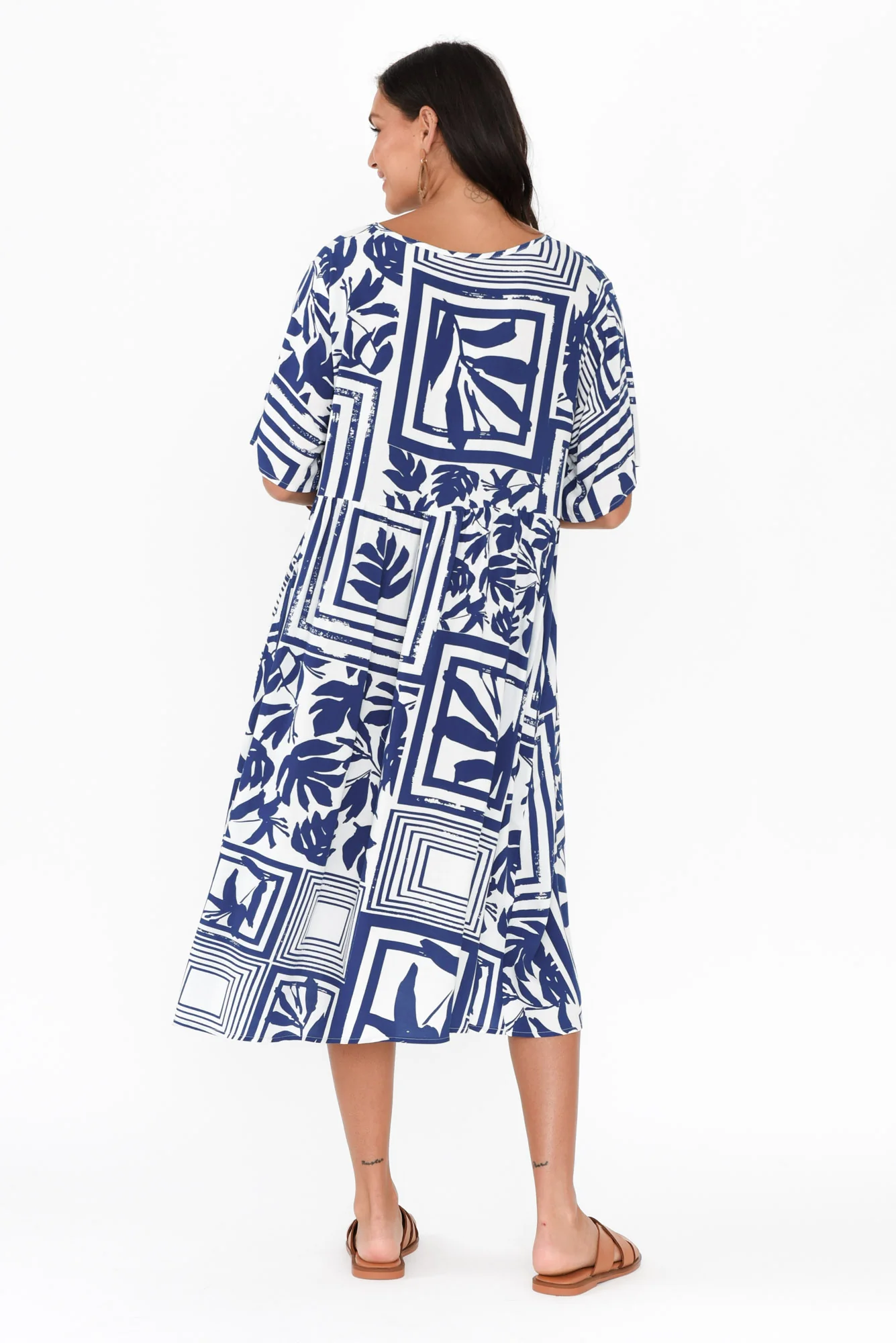 Sharlene Blue Tile Midi Dress