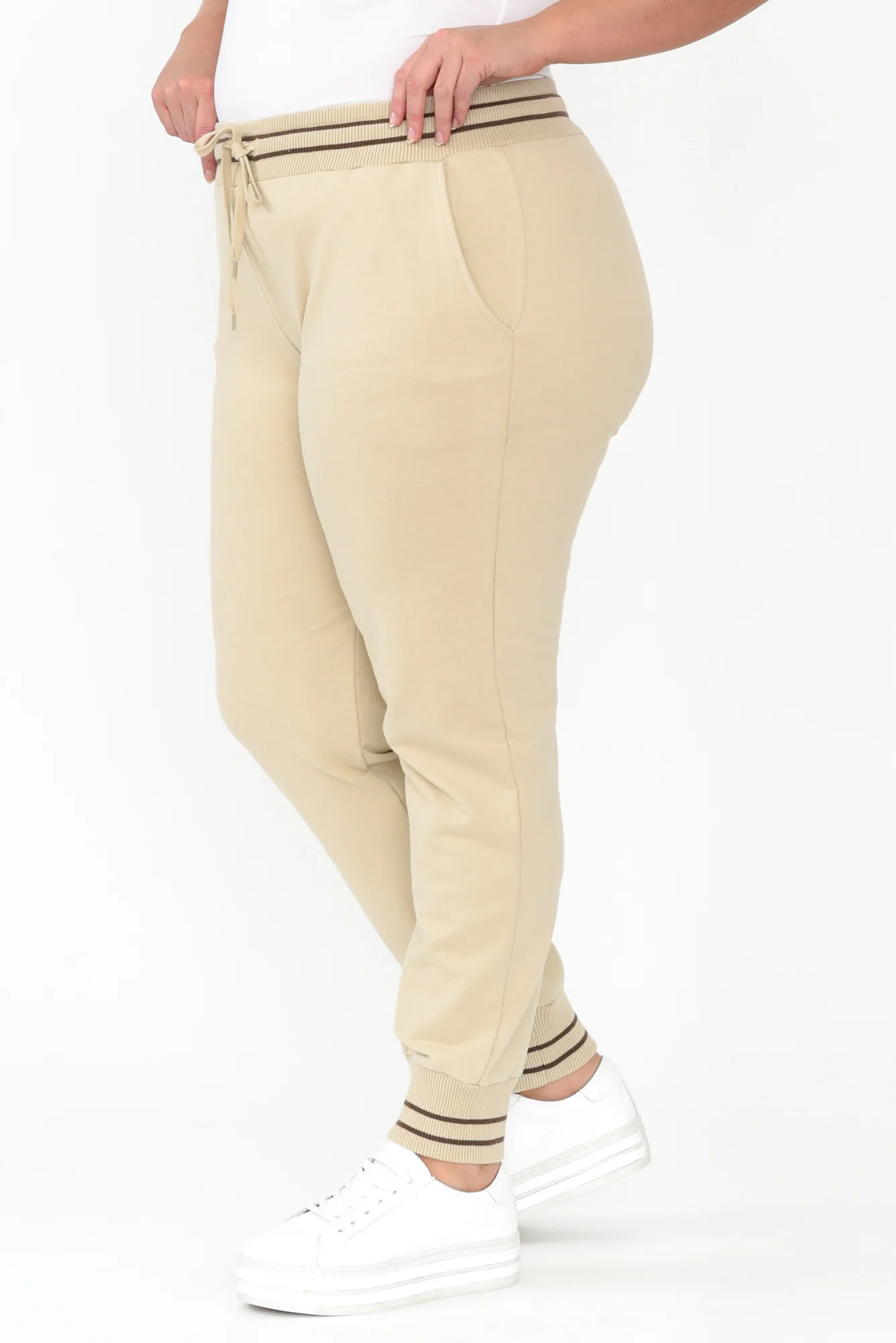 Claude Natural Cotton Blend Drawstring Pants