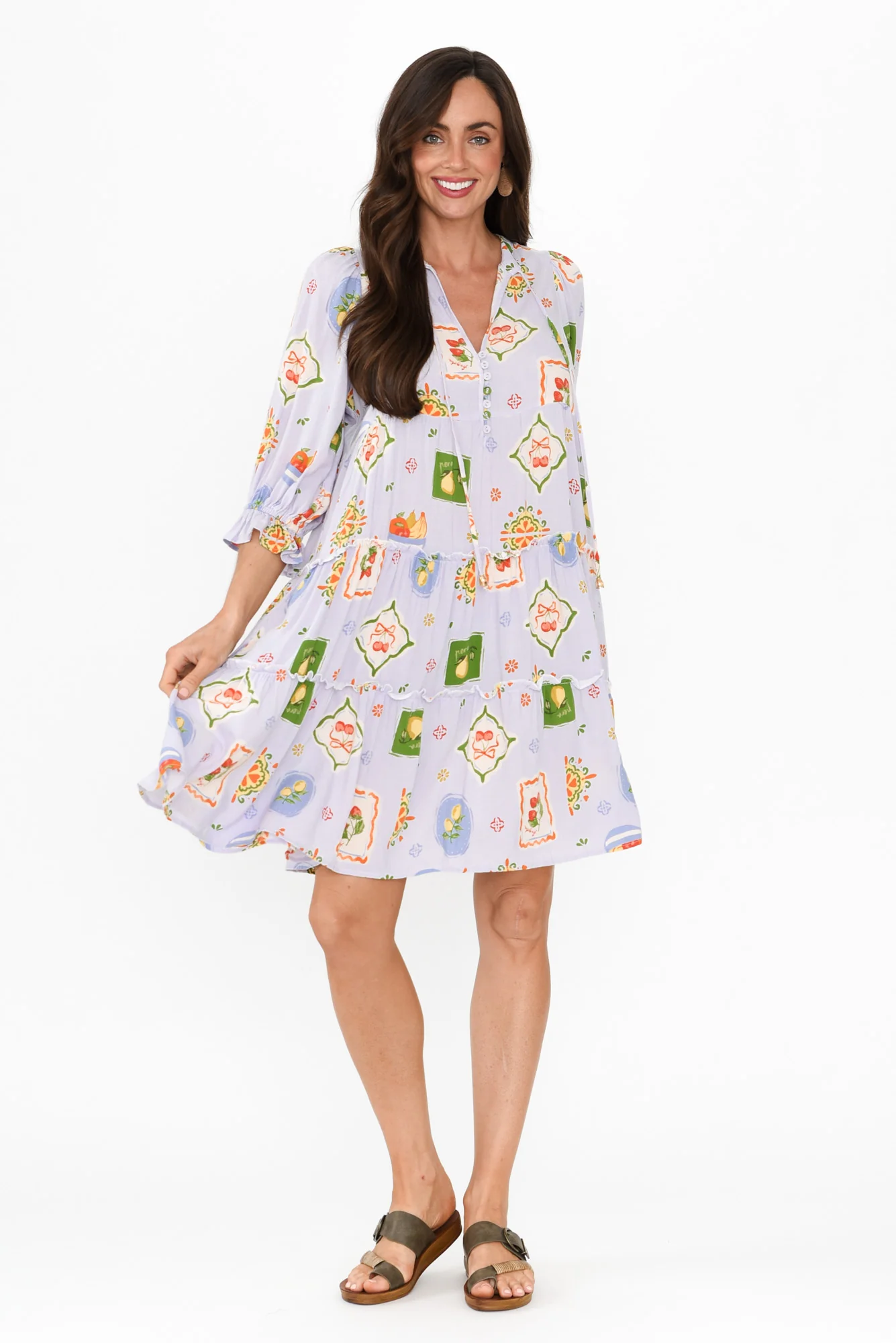 Irena Blue Harvest Tier Dress