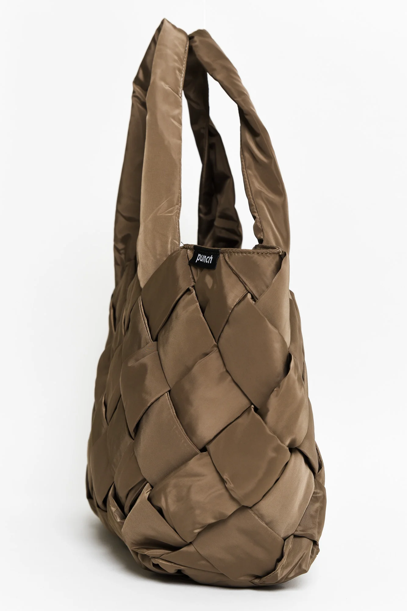 Ashaya Mocha Platted Puffer Tote Bag