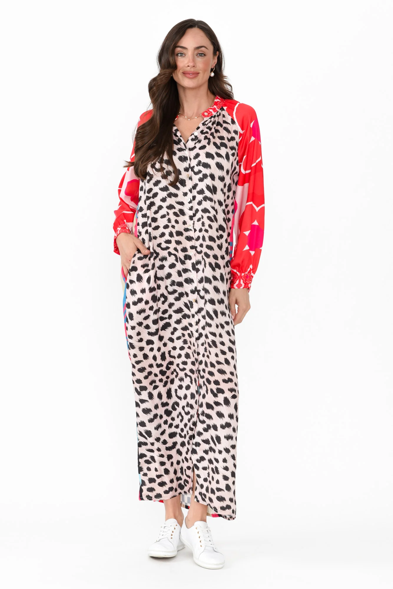Maeva Red Leopard Shirt Dress