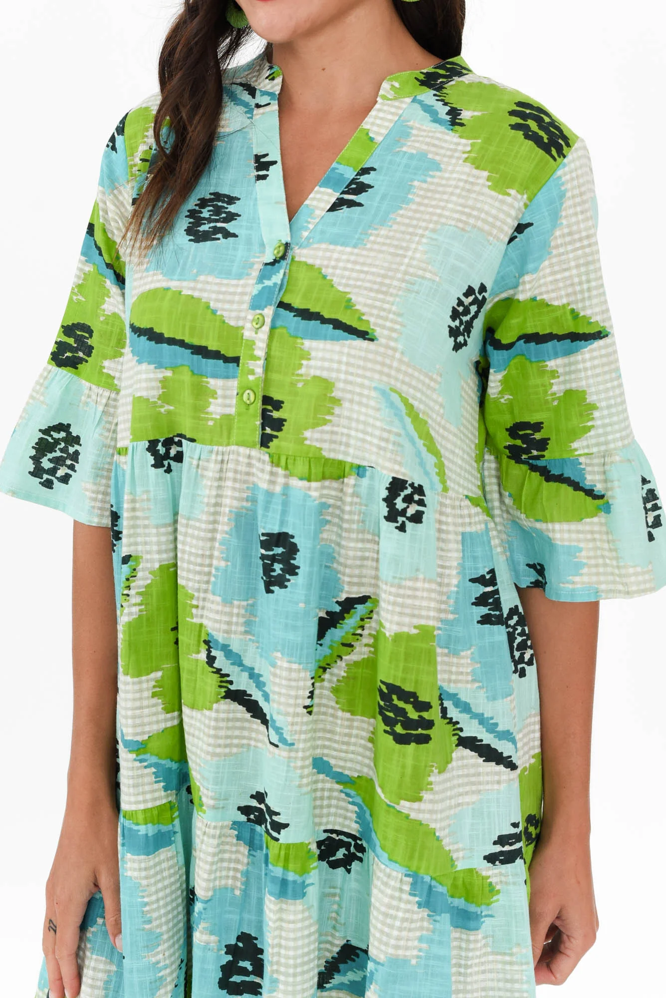 Senna Green Floral Cotton Dress