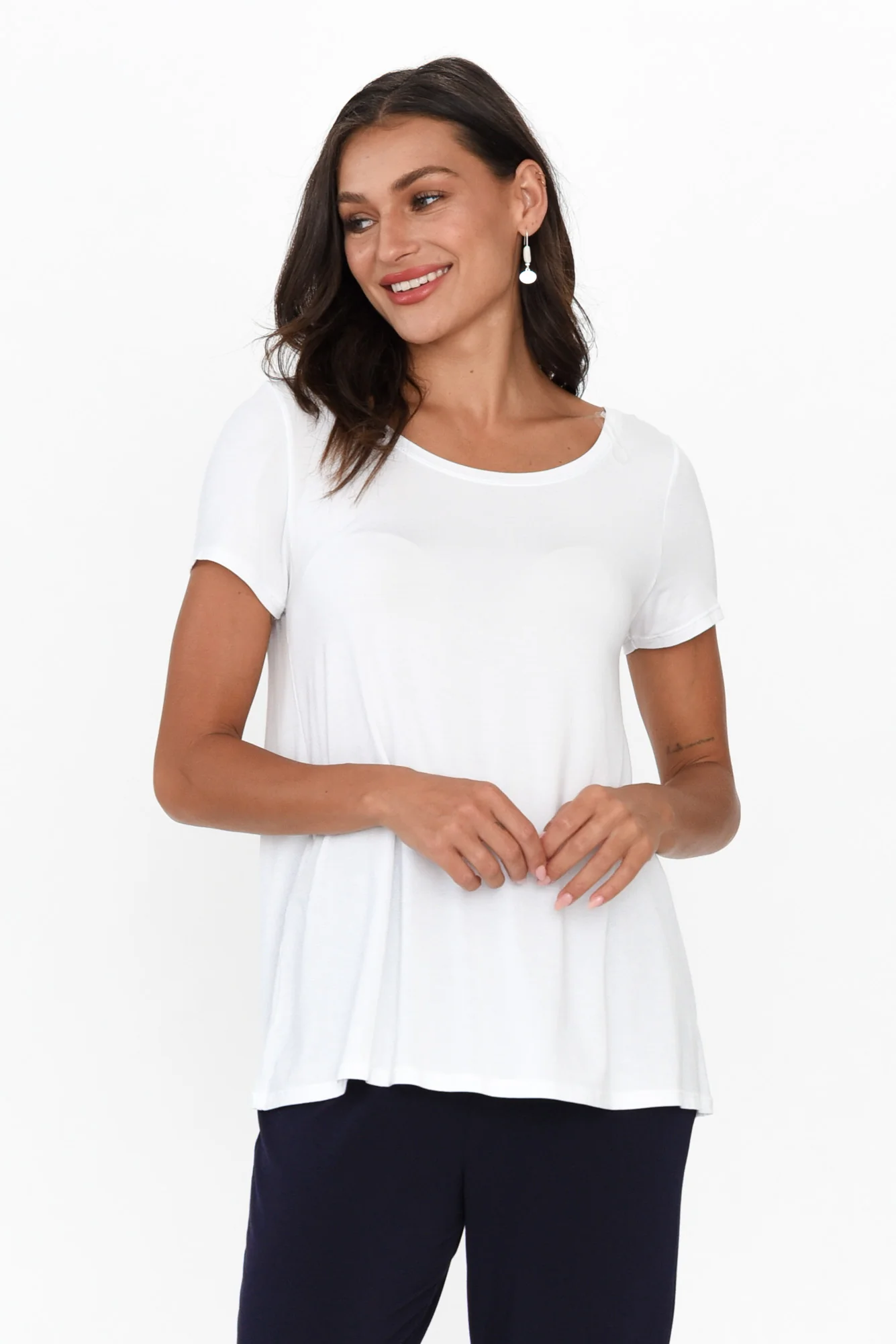 White Micro Modal Swing Tee