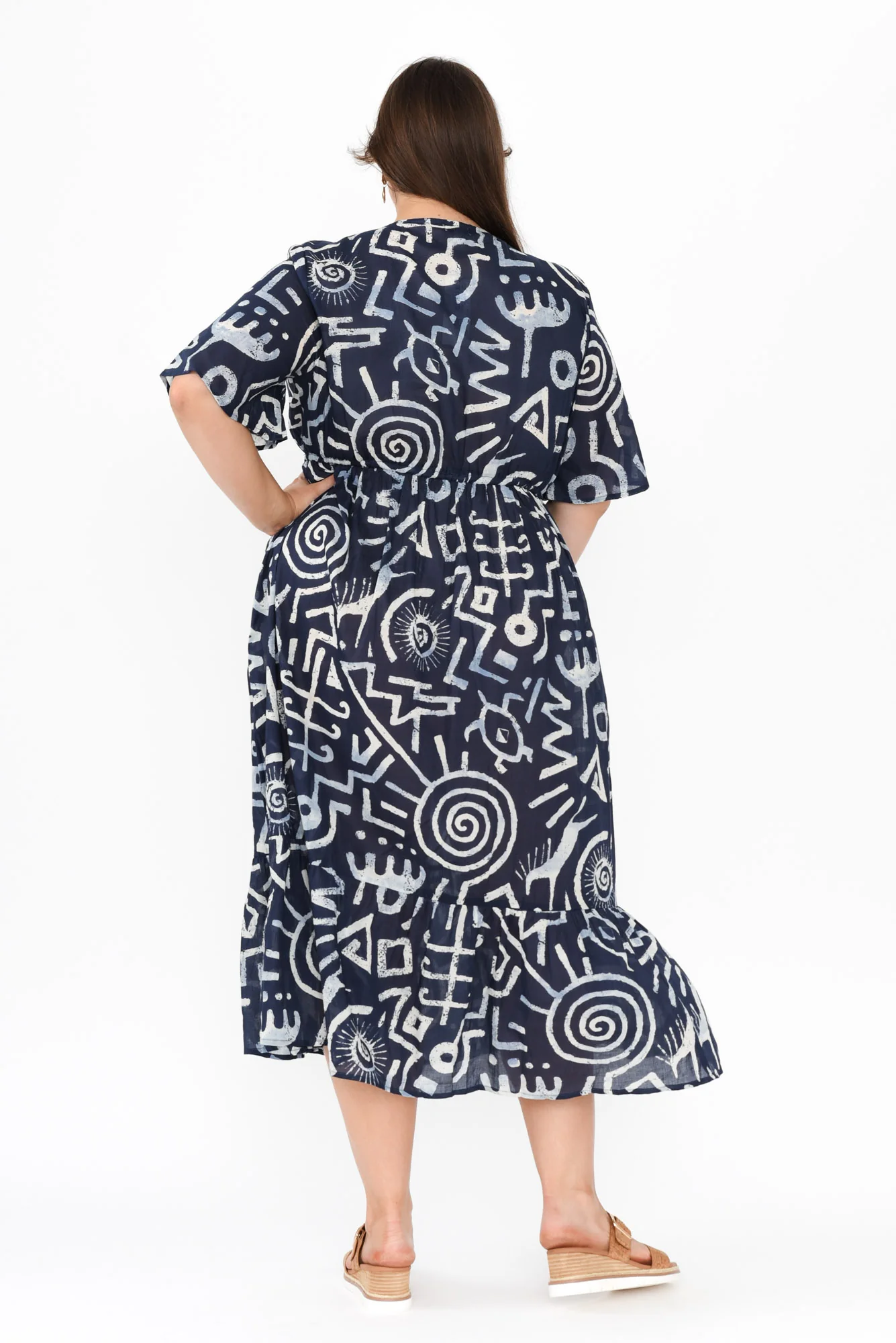 Bella Blue Geo Cotton Tier Dress