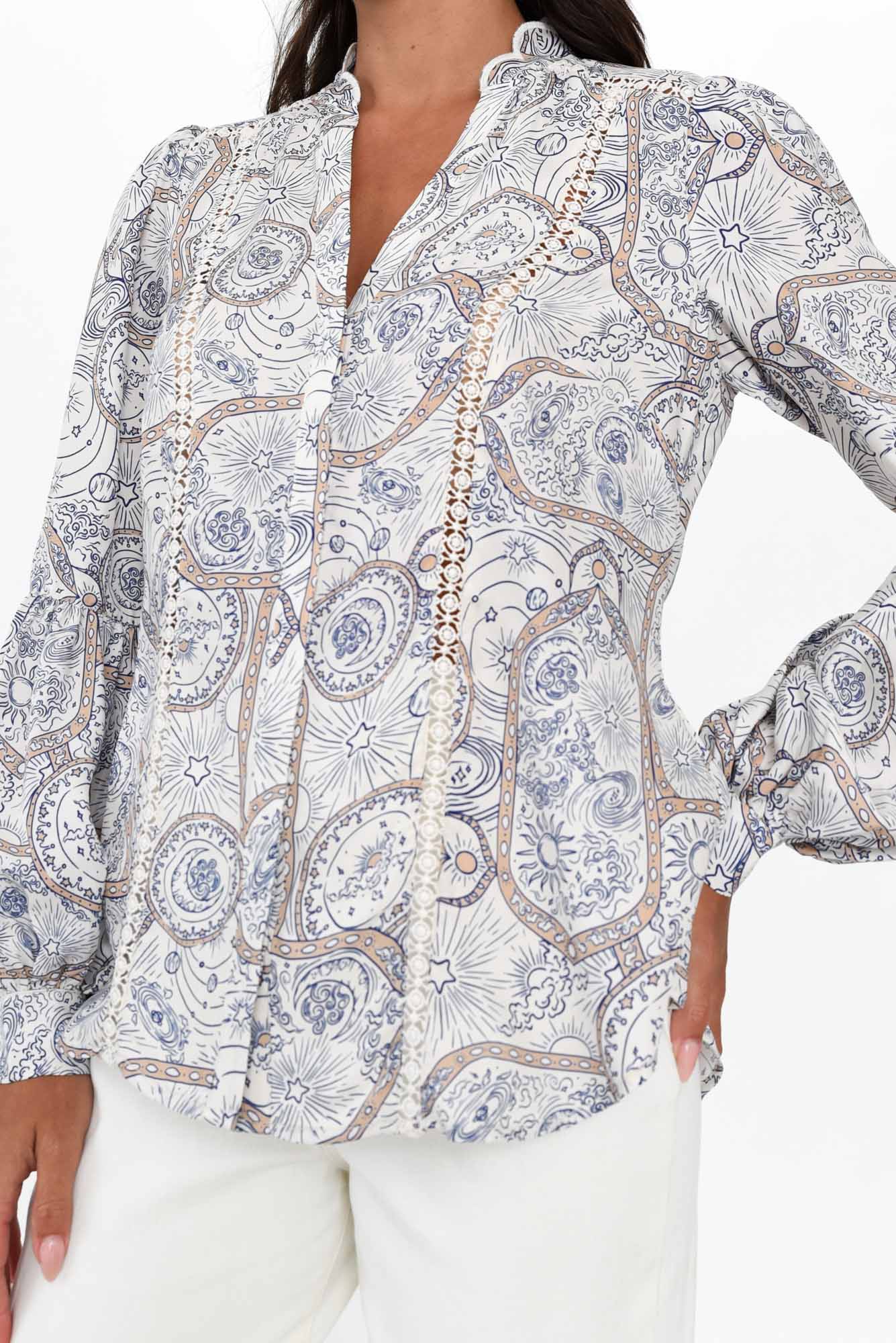 Vega Blue Astral Cupro Blend Shirt