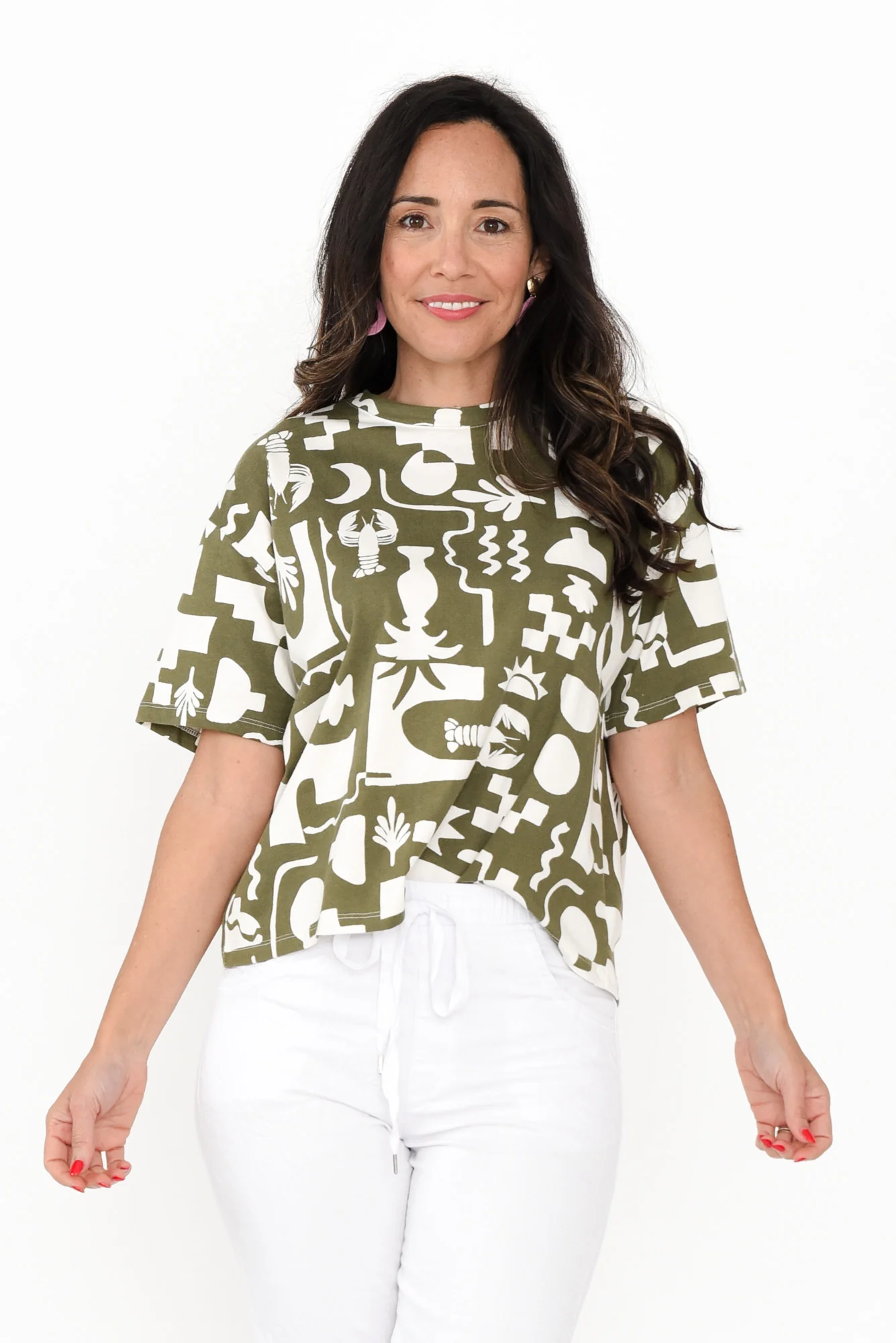 Postcard Khaki Coastal Cotton Top