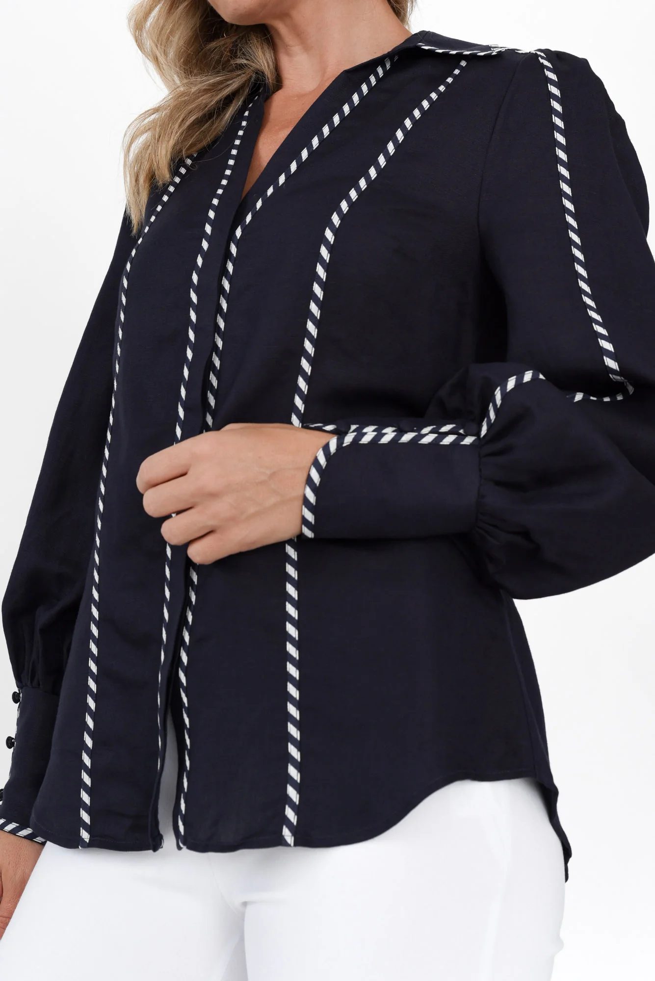 Pisces Navy Ink Linen Blend Shirt