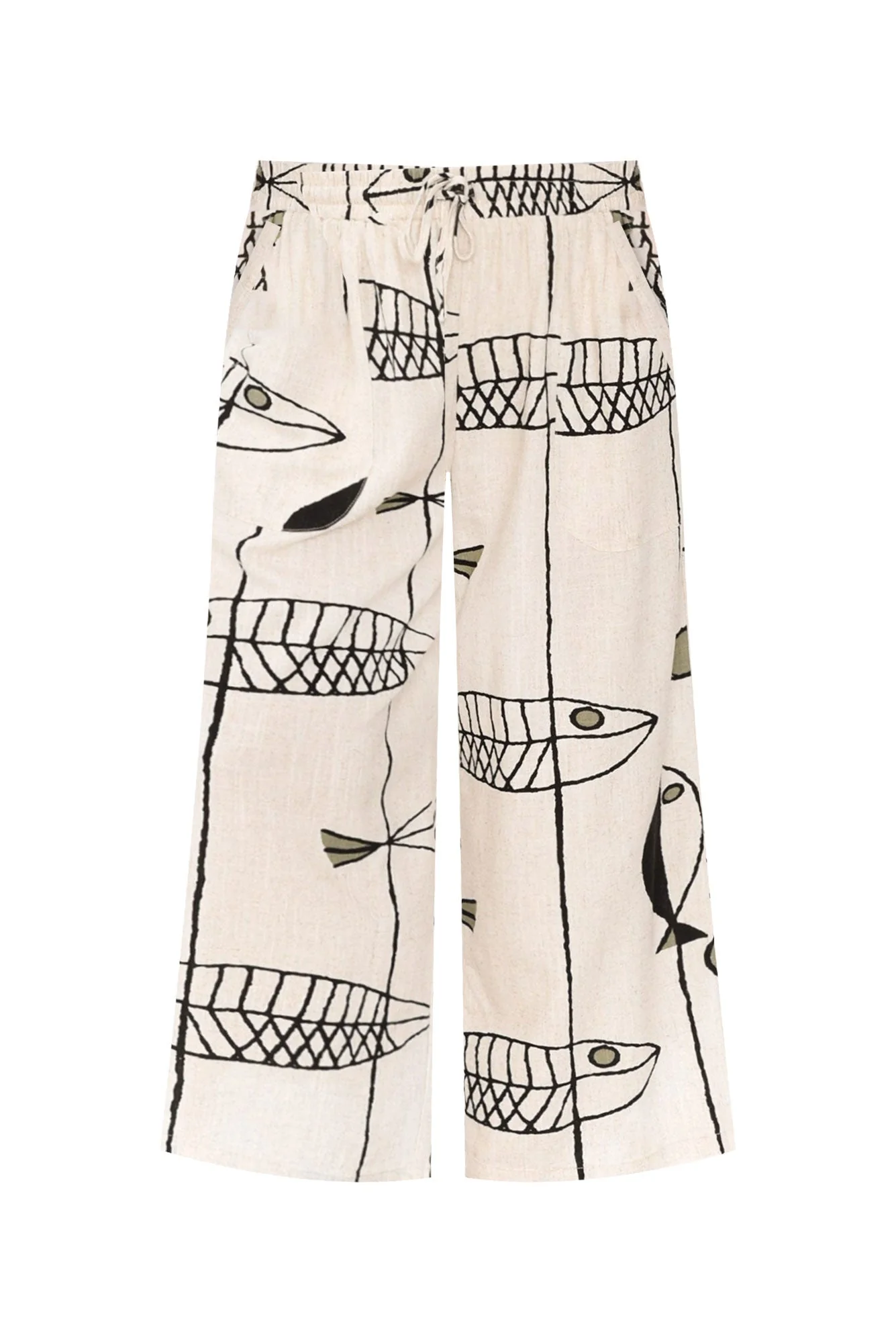 Minnelli Beige Sea Linen Cotton Pants