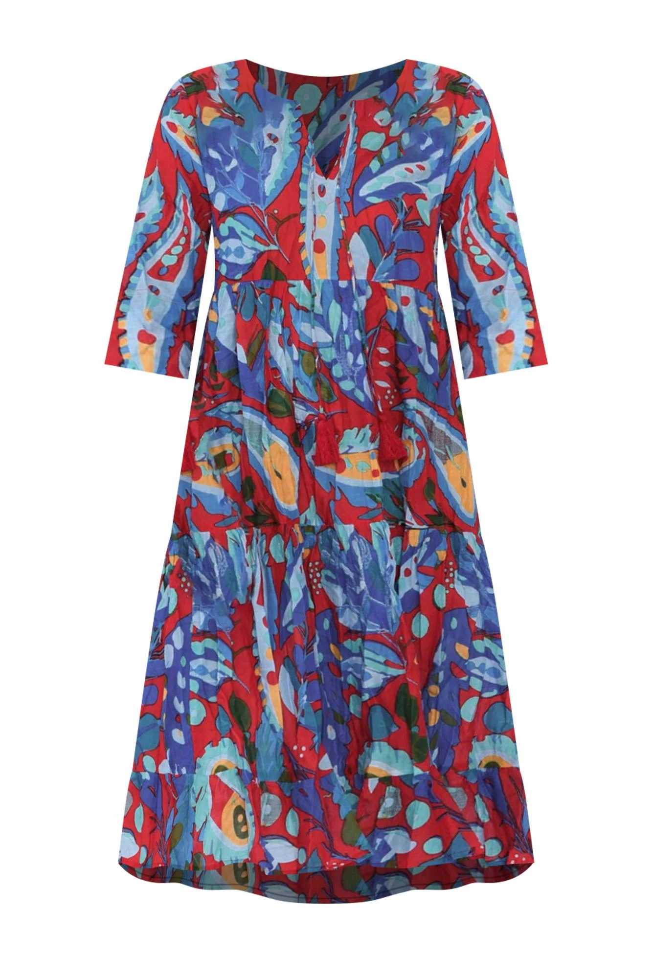 Milana Red Garden Crinkle Cotton Dress