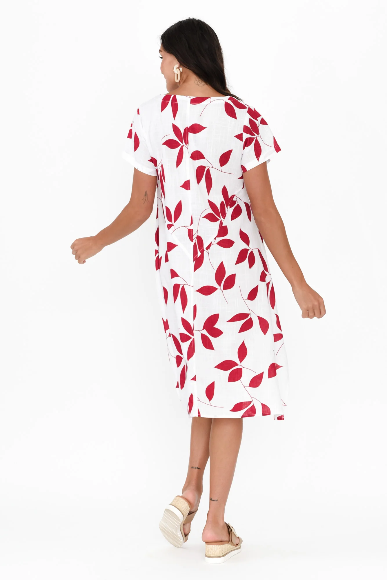 Bryant White Leaf Linen Cotton Dress