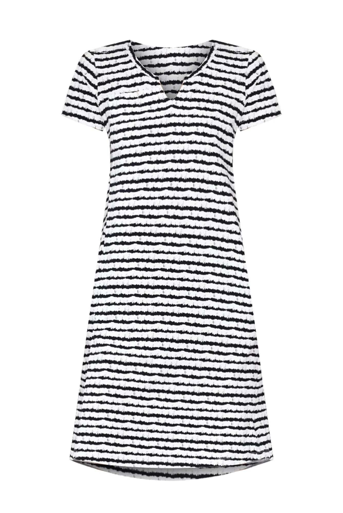 Mandy Navy Abstract Stripe Cotton Tee Dress