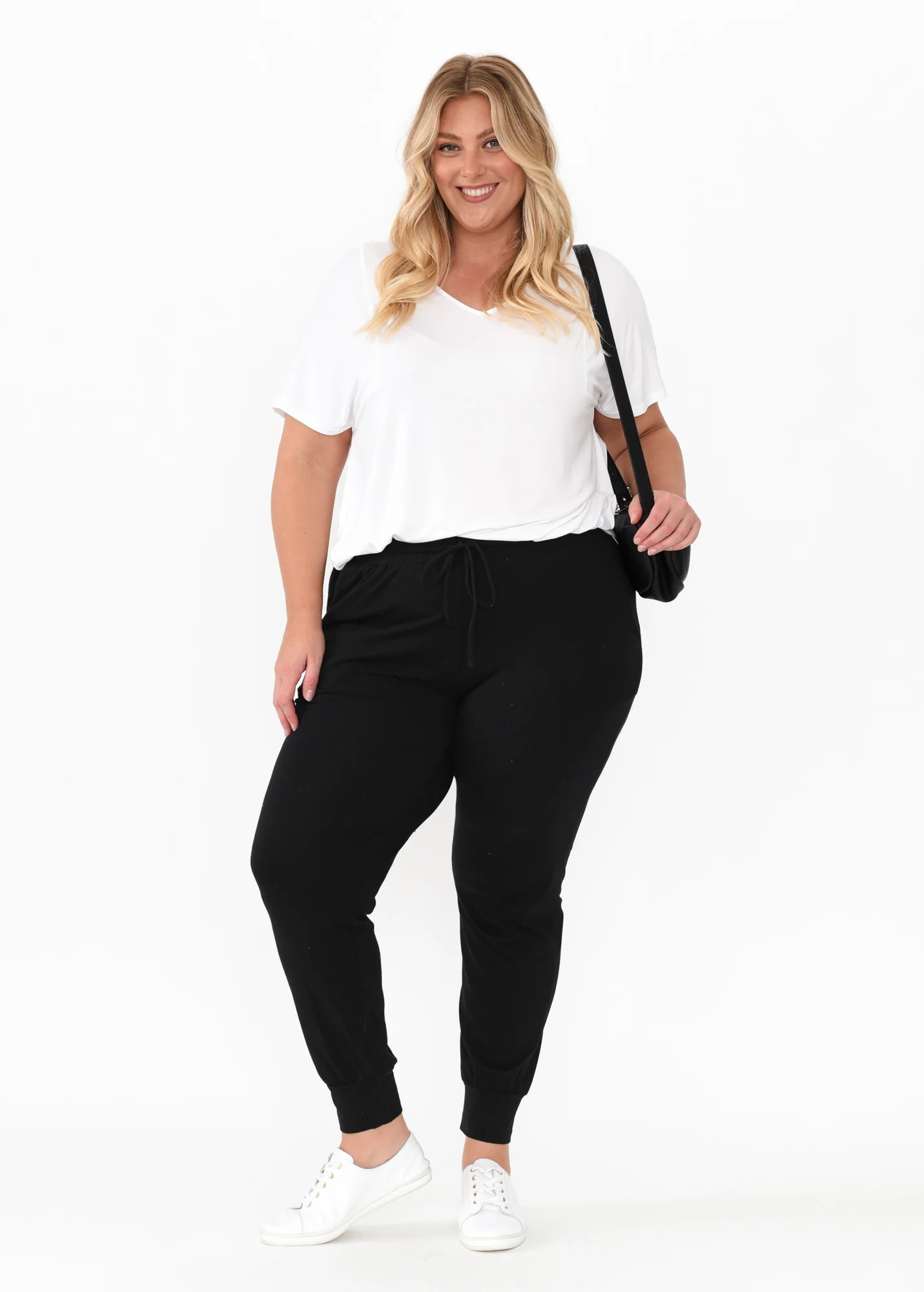 Black Cotton Everyday Tie Pants