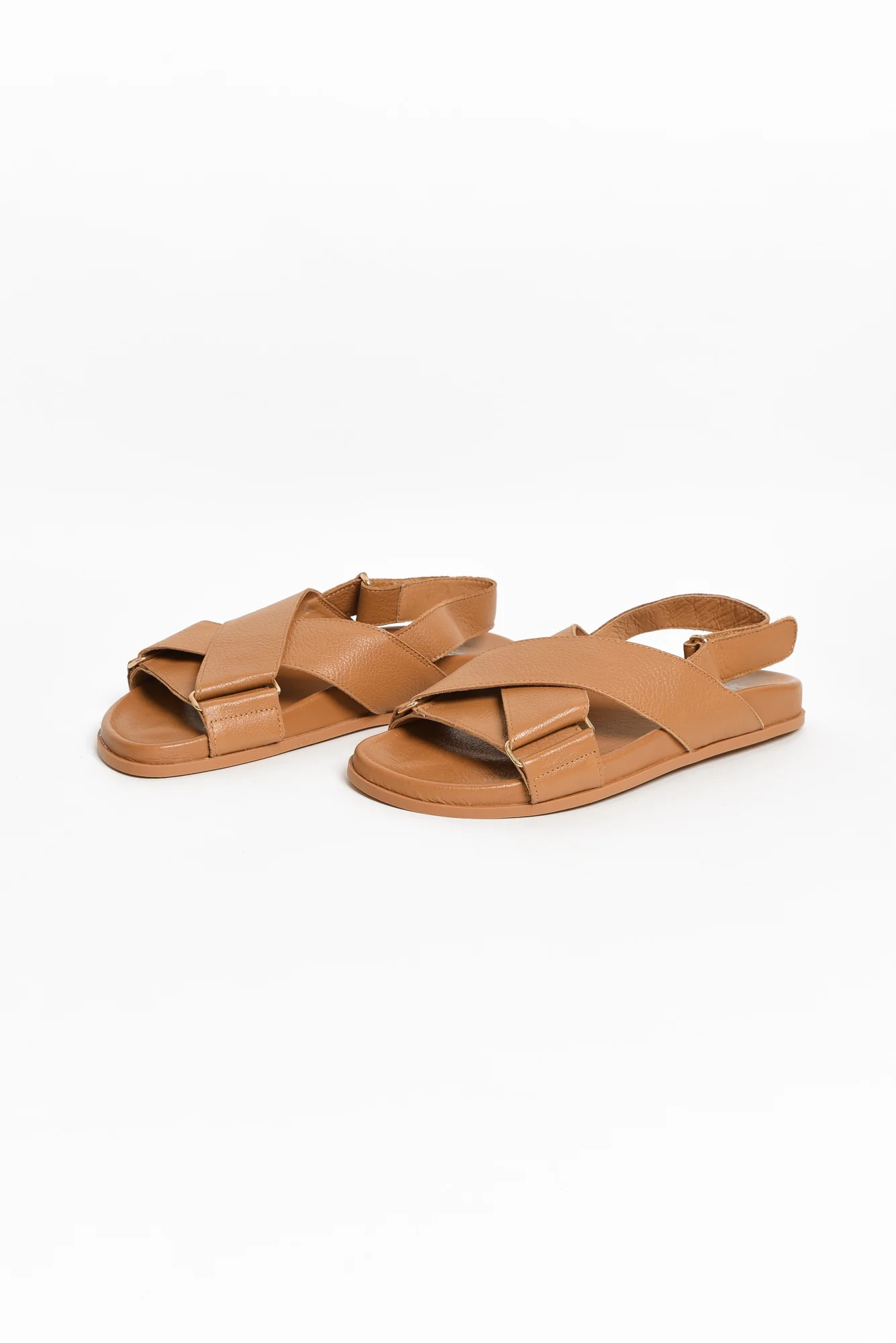 Haylow Tan Leather Crossover Sandal