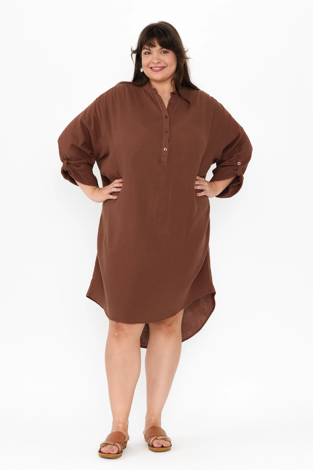Tropez Mocha Cotton Cheesecloth Kaftan