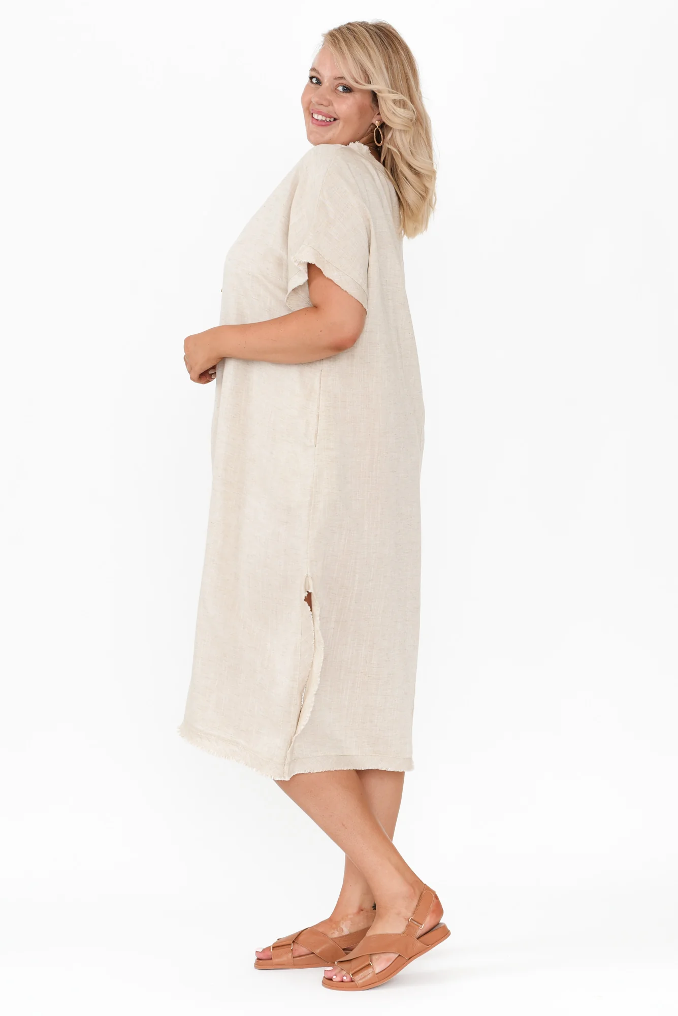 Darlene Beige Linen Blend Dress