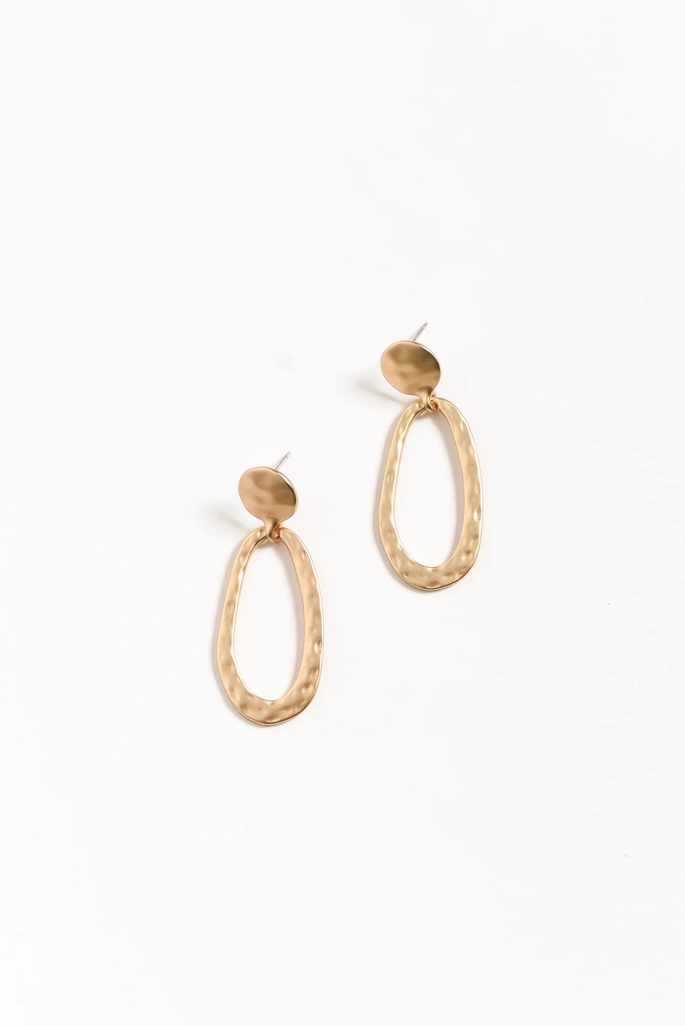 Tulla Gold Oval Drop Earrings