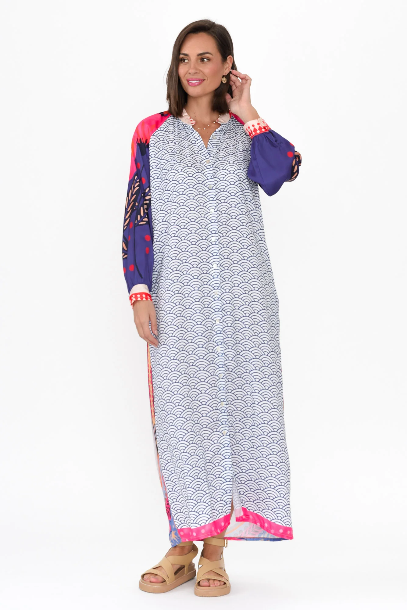 Maeva Navy Geo Shirt Dress