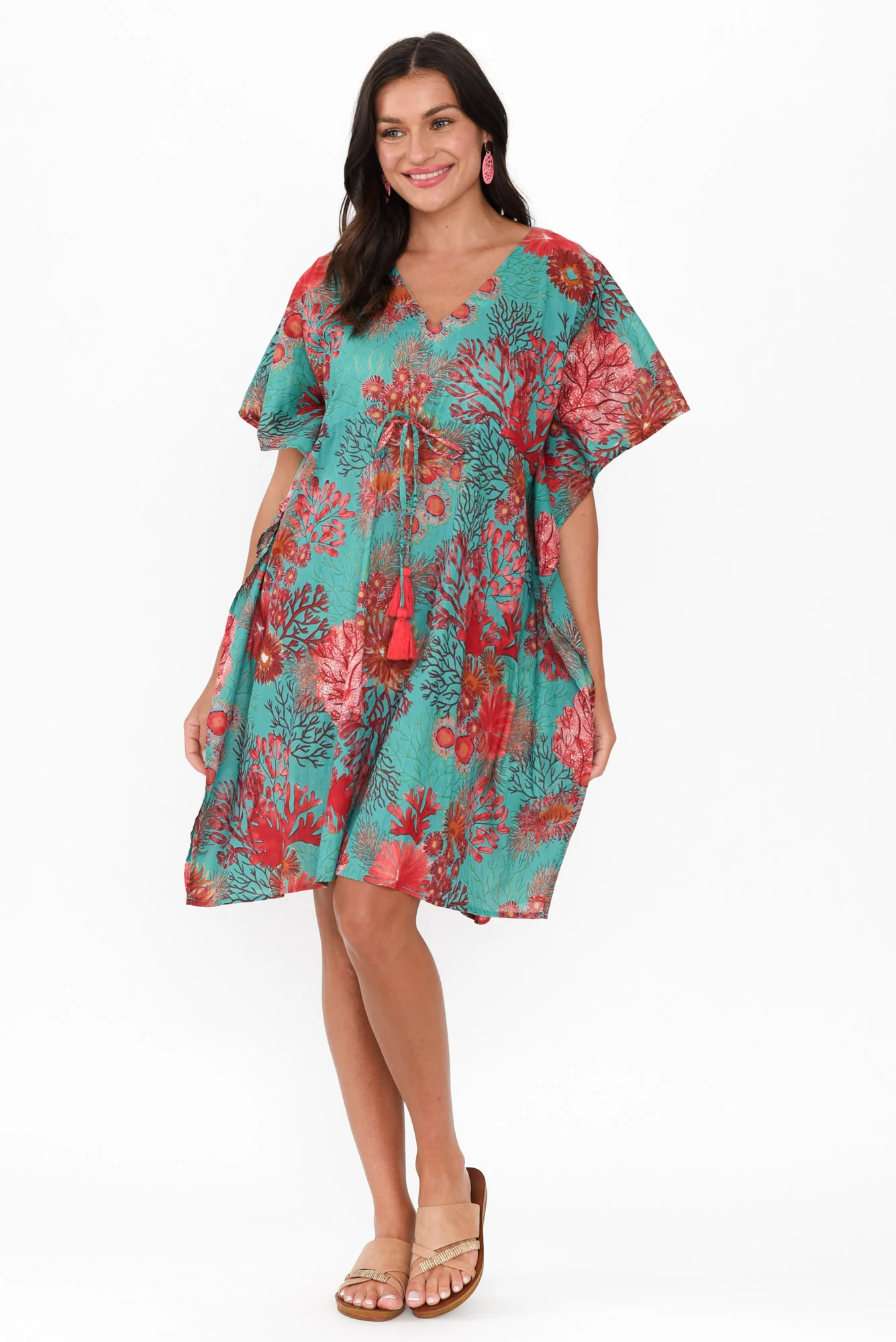 Isabel Turquoise Sea Cotton Kaftan