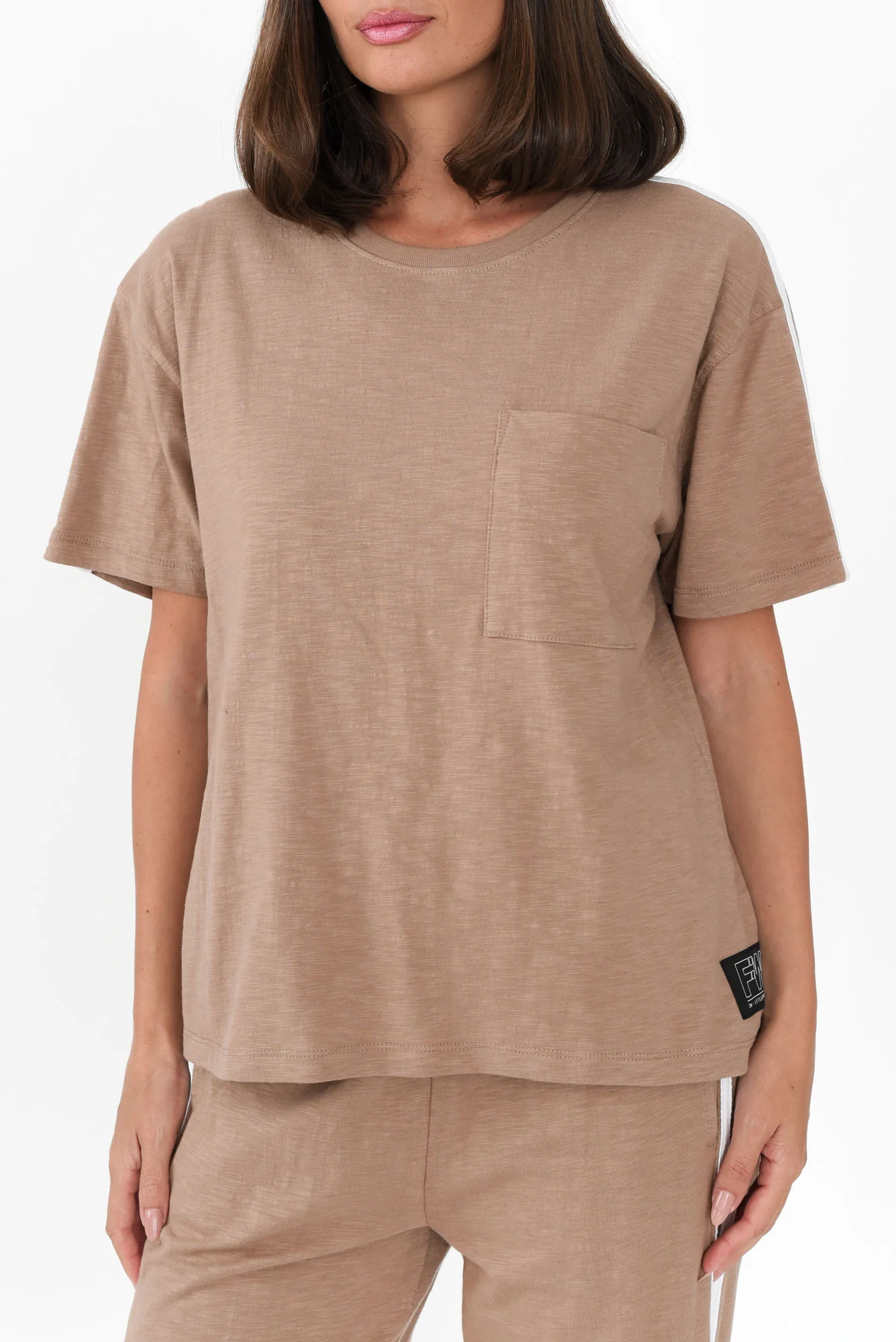 Power Mocha Trim Cotton Tee