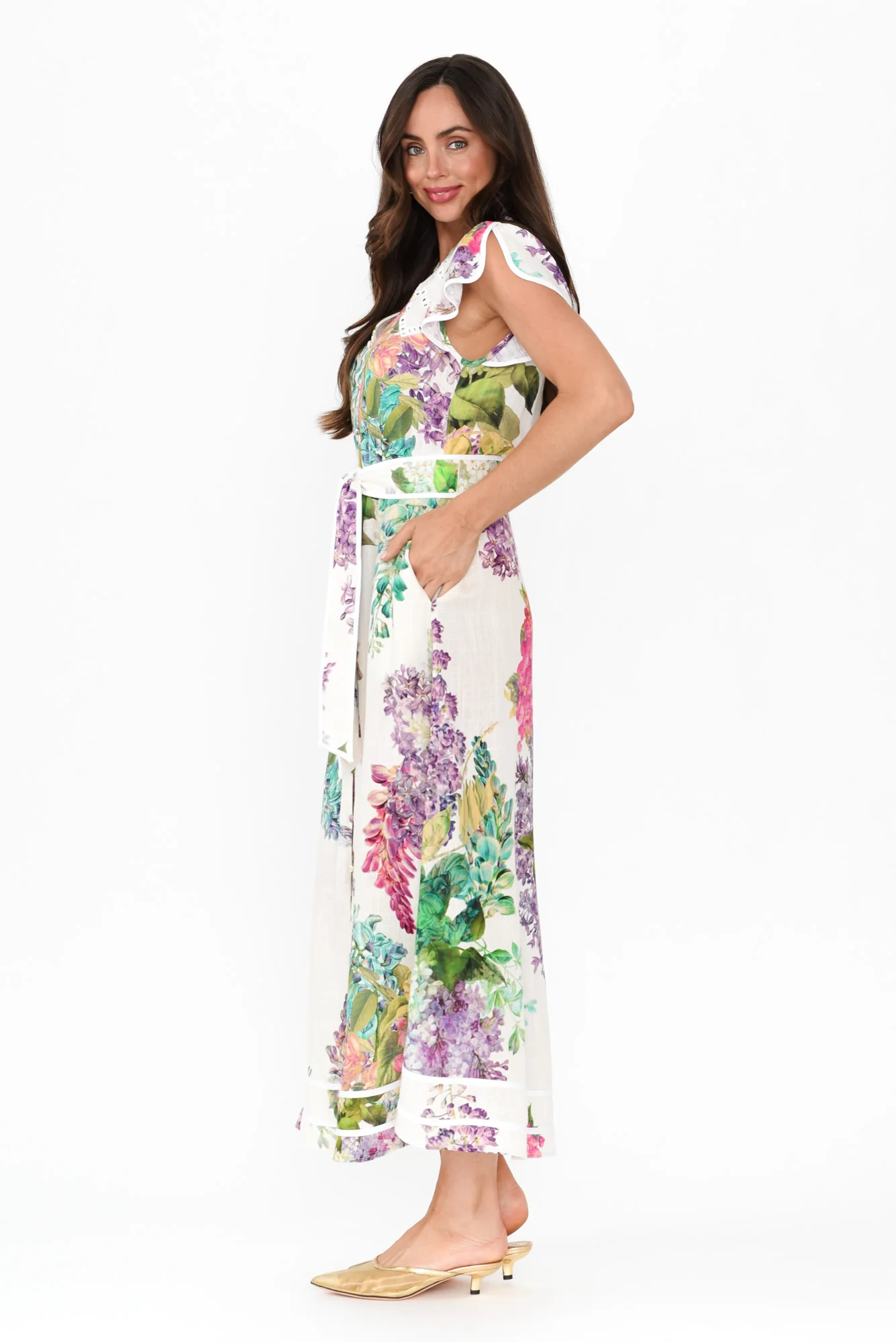 Cristina Wisteria Alba Linen Blend Dress