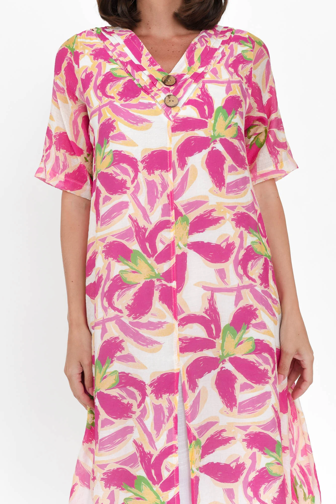 Nala Fuchsia Floral Layers Dress