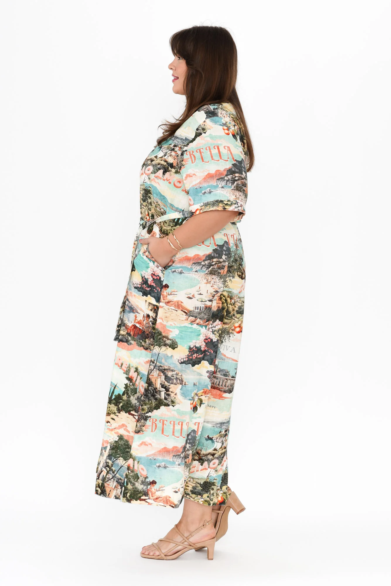 Inara Blue Island Linen Blend Dress