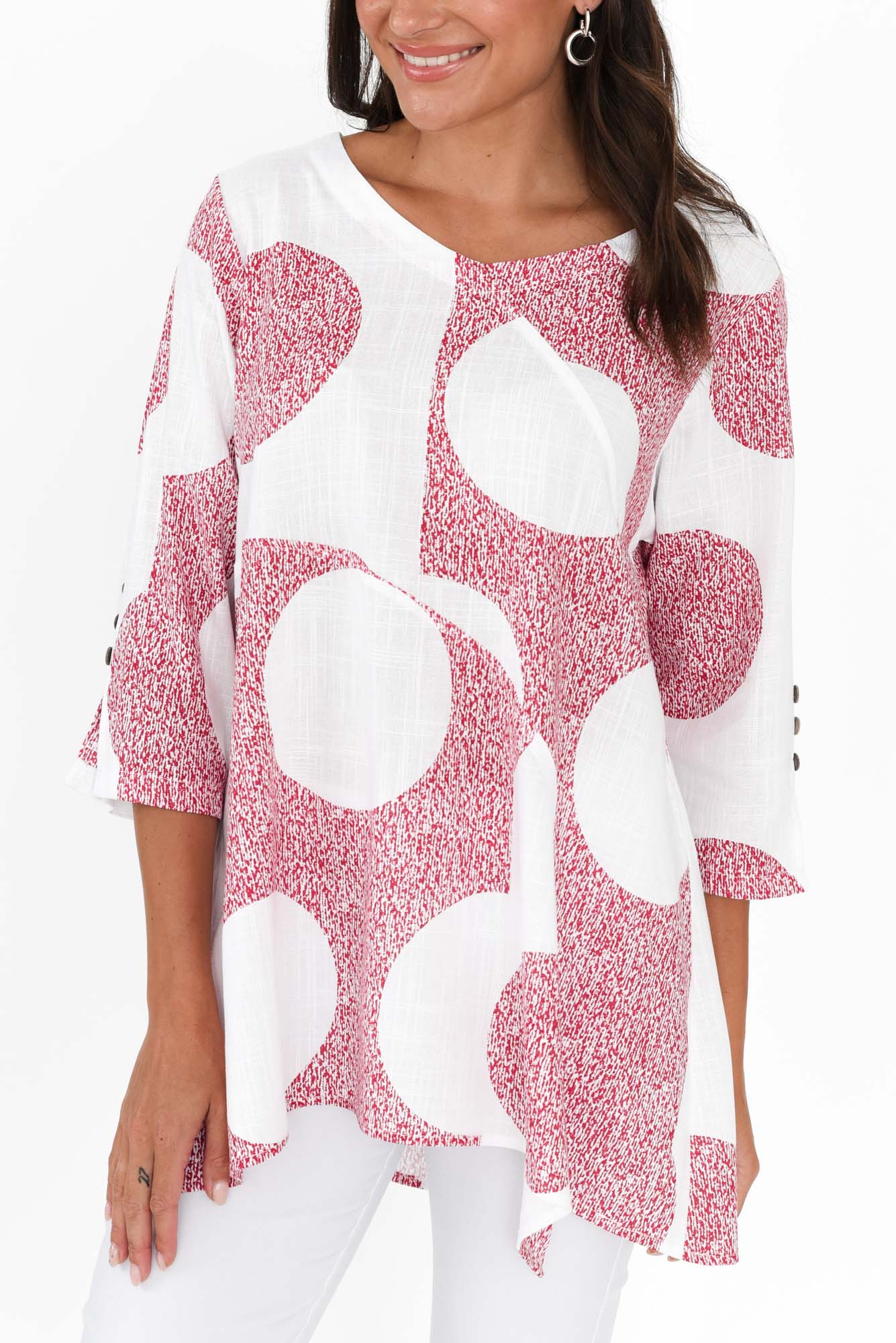 Dina Red Speckle Linen Cotton Top