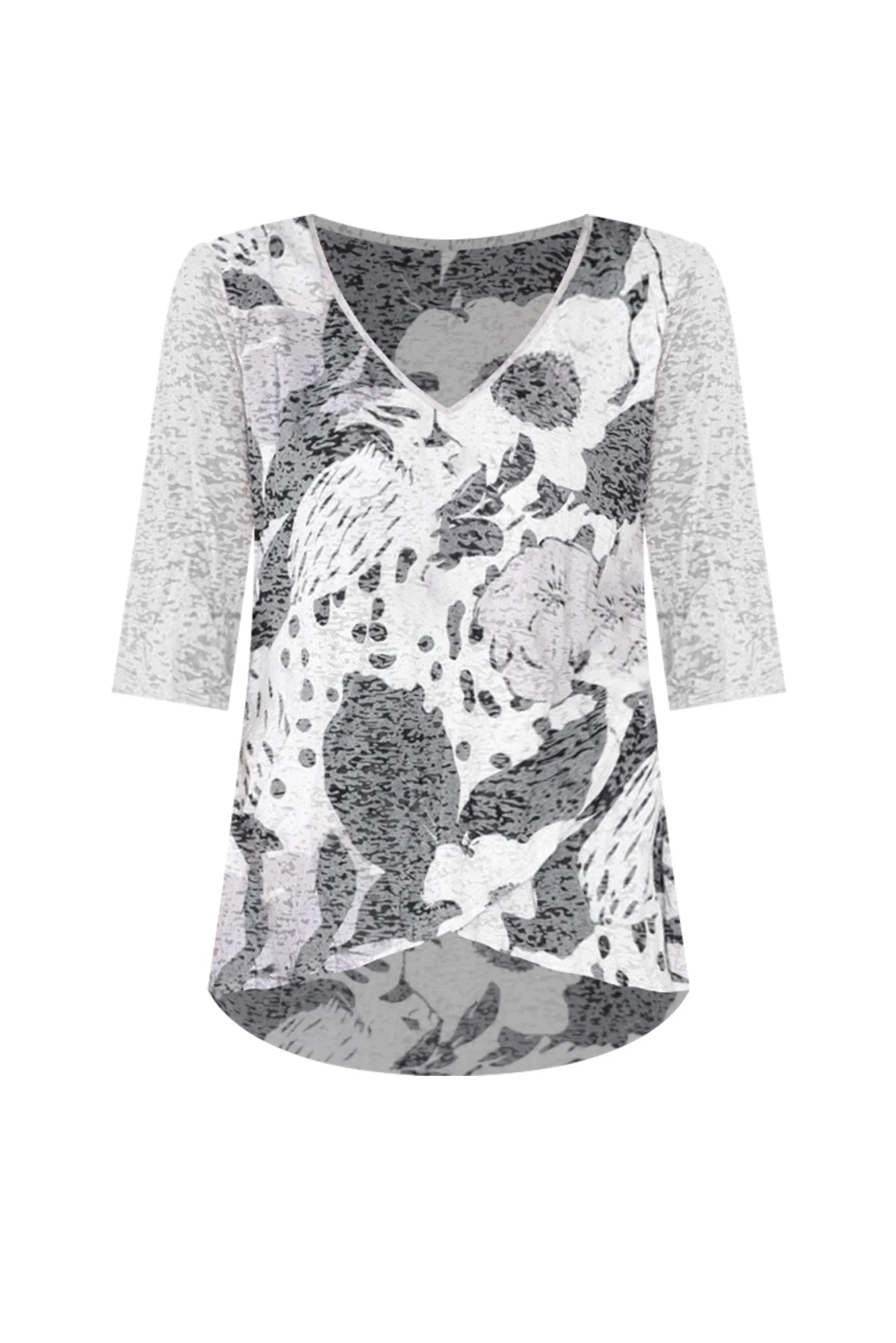 Skyros White Floral 3/4 Sleeve Top