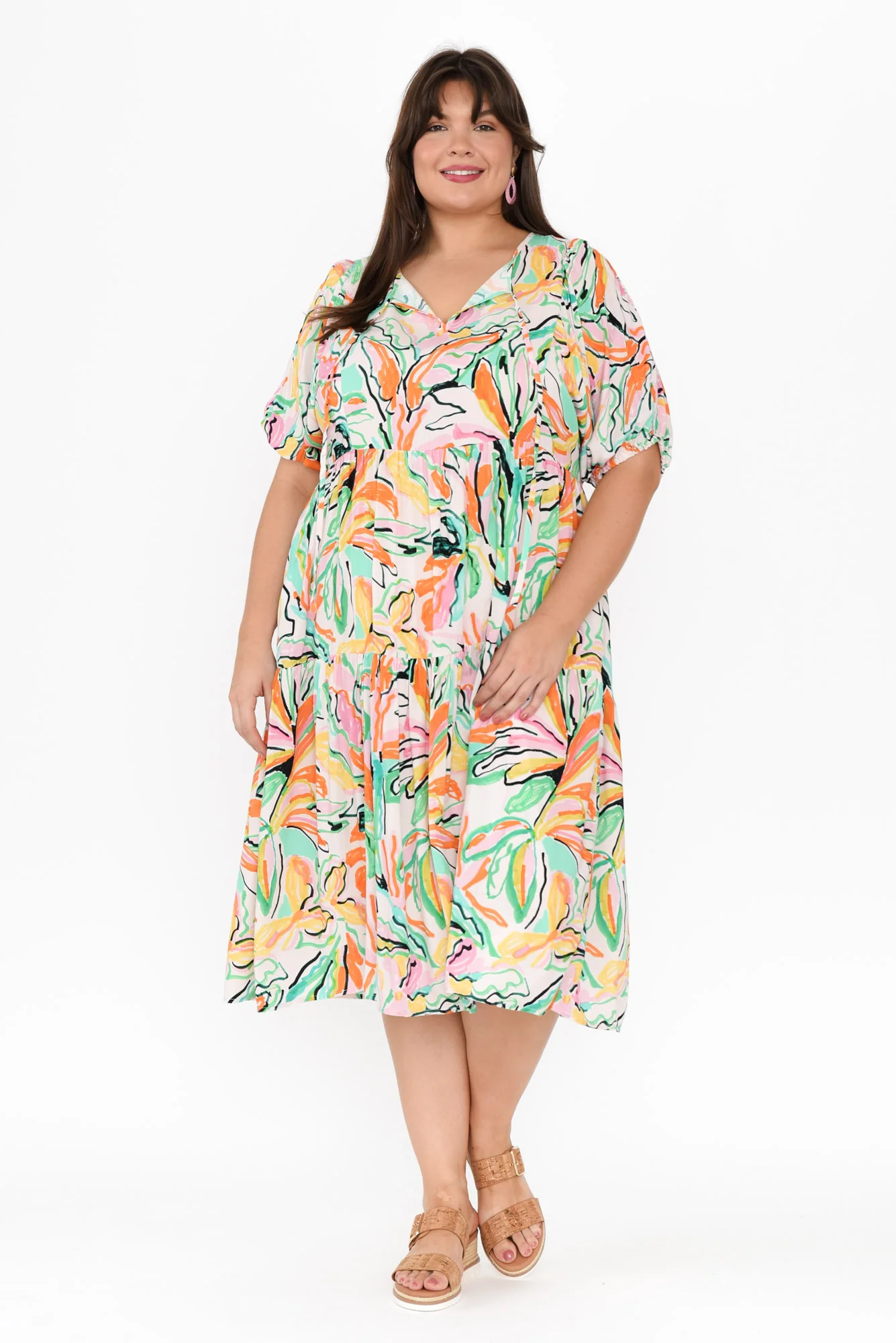 Rima Green Floral Midi Dress