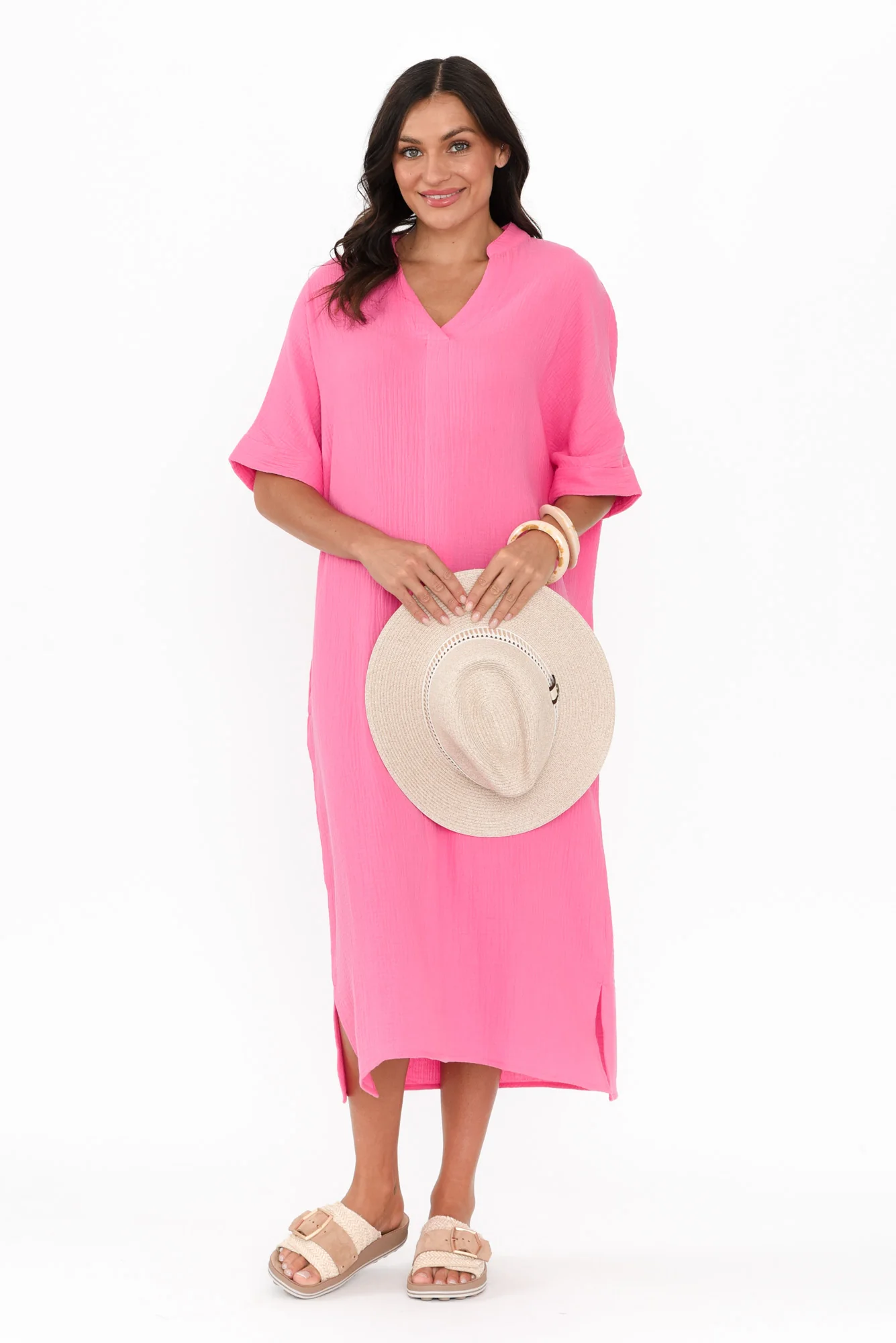 Juniper Pink Cotton Cheesecloth Dress